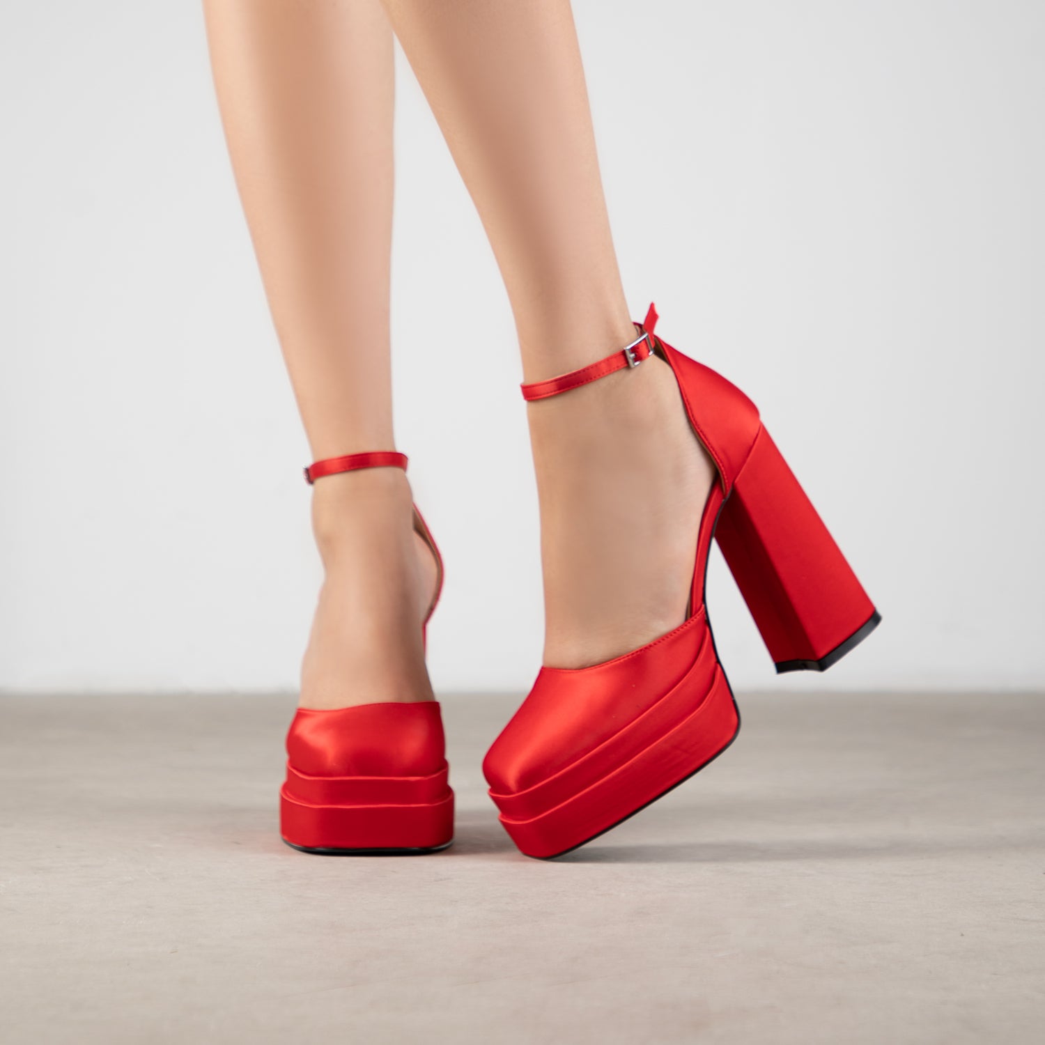 RAID Aamira Platform Heel in Red Satin