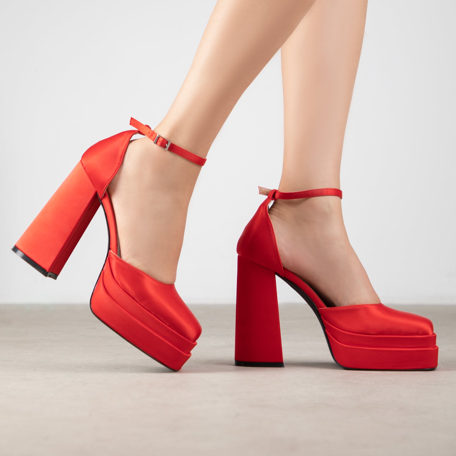 RAID Aamira Platform Heel in Red Satin