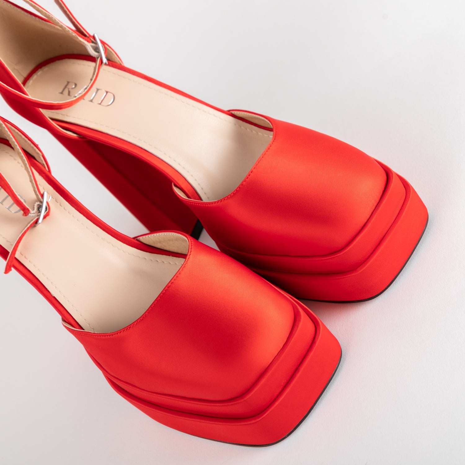 RAID Aamira Platform Heel in Red Satin