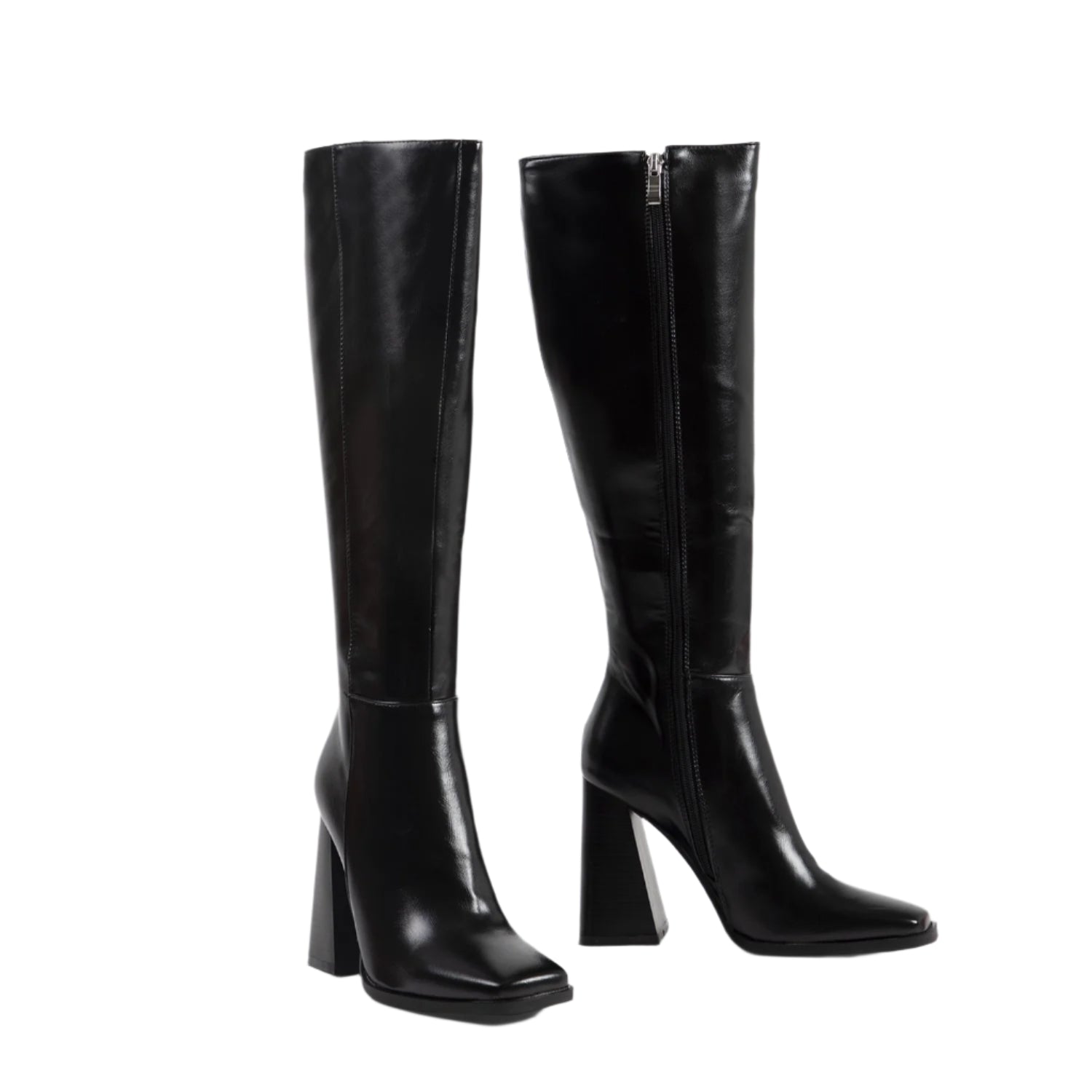 RAID Analeah Block Heeled Boot in Black PU