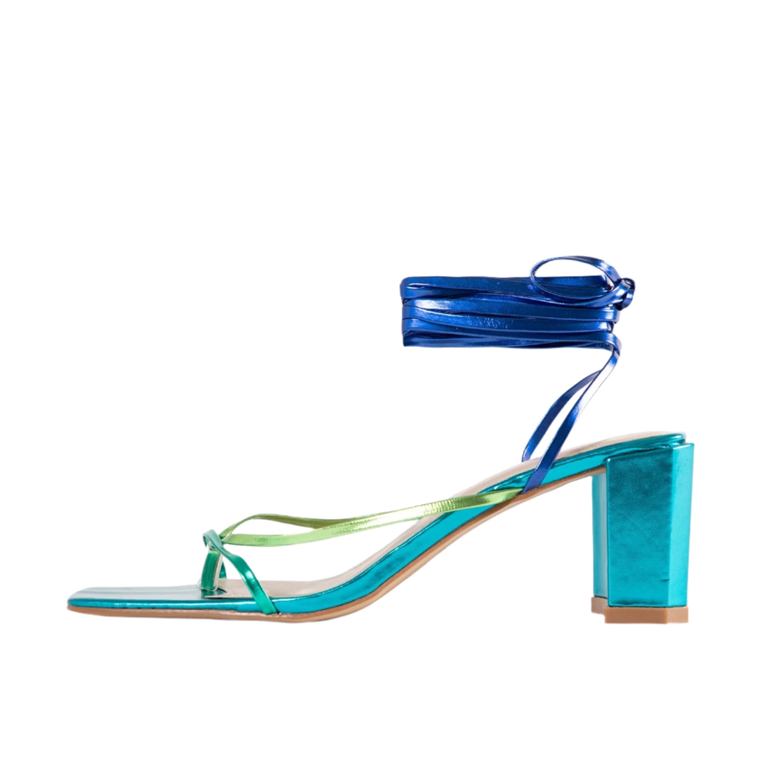 RAID Annelise Mid Block Heel Sandal In Blue Multi