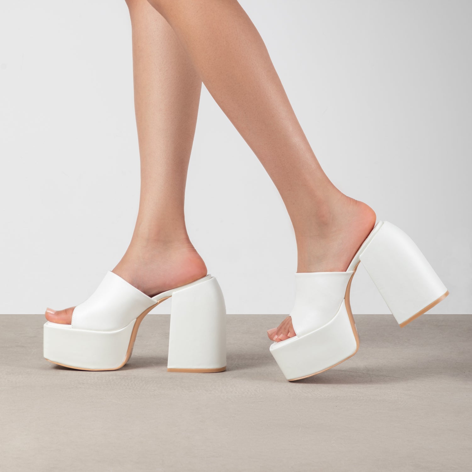 RAID Bina Platform Heeled Mule in White