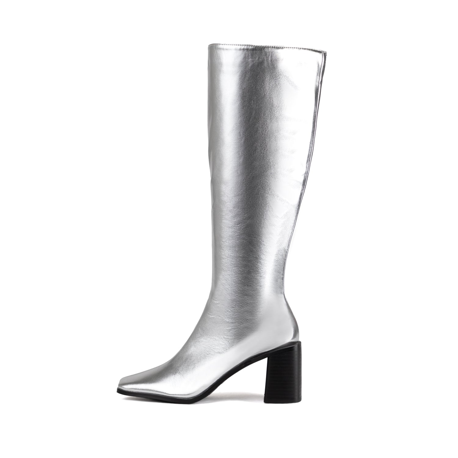 RAID Blick Block Heeled Long Boot in Silver