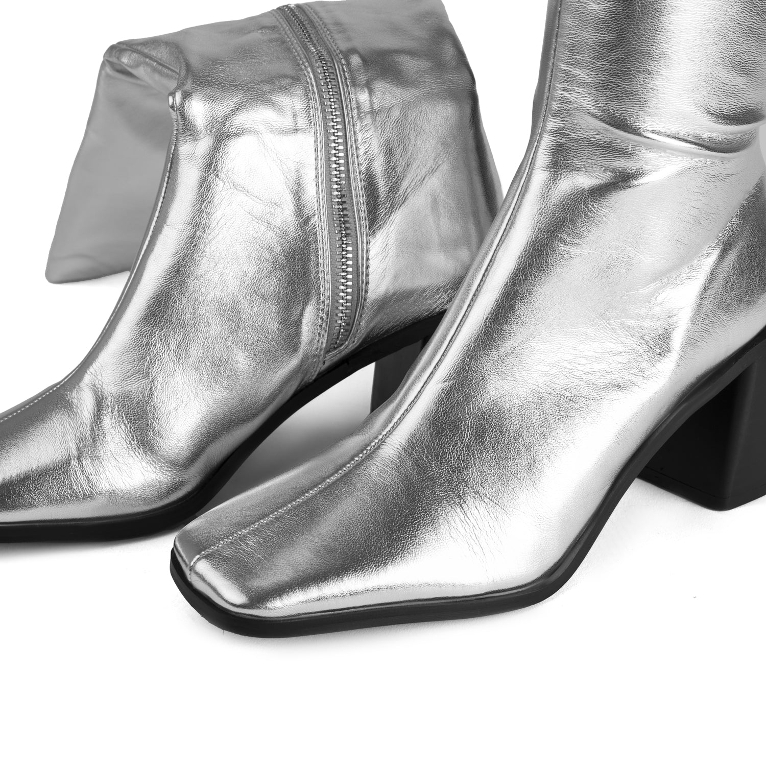 RAID Blick Block Heeled Long Boot in Silver