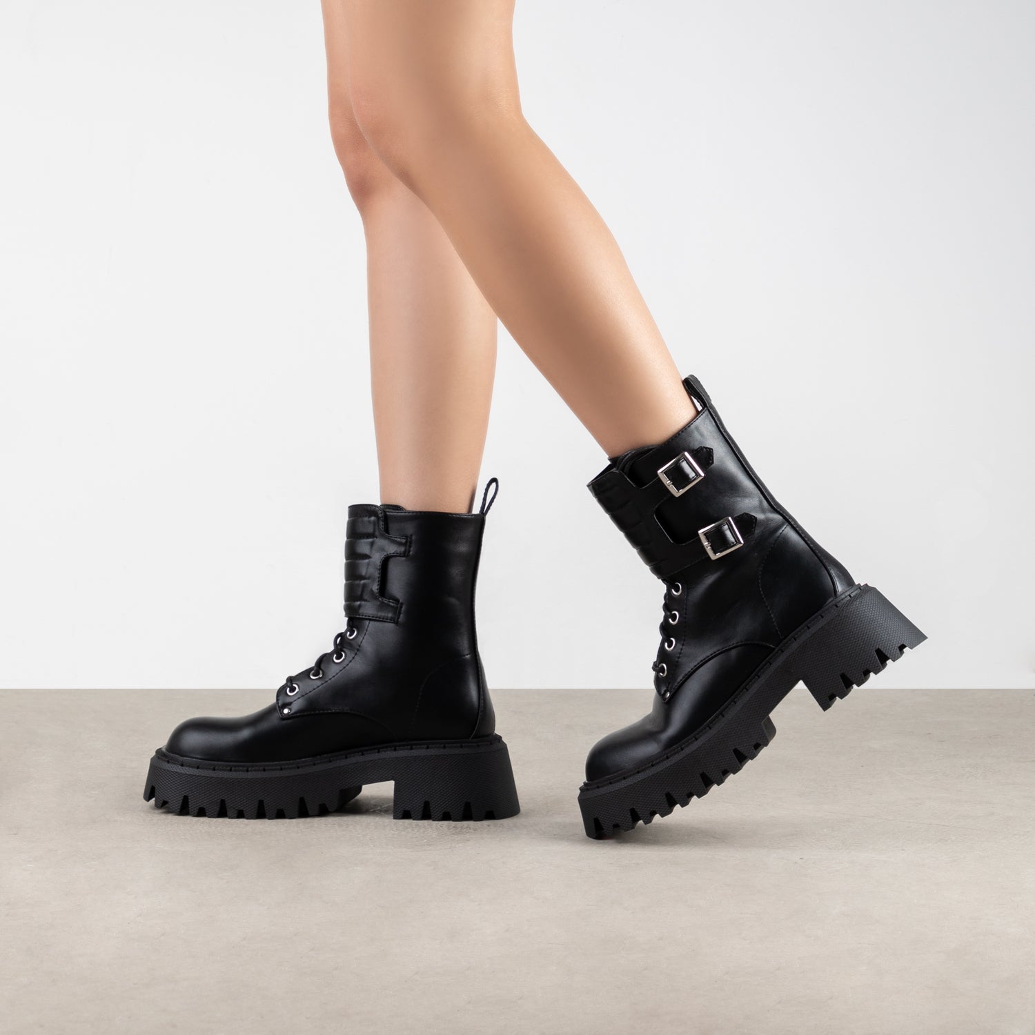 RAID Brynleigh Chunky Hiker Boots in Black