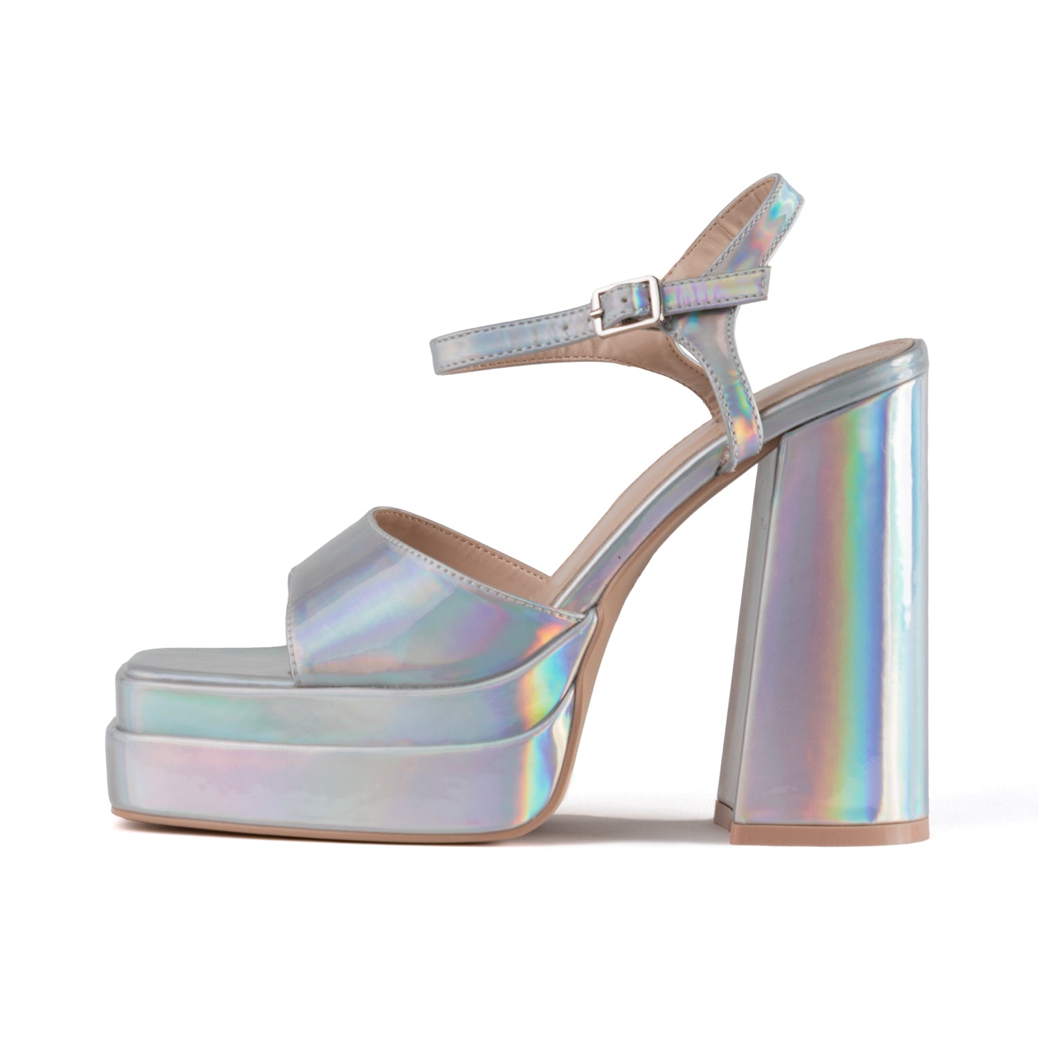 RAID Cassilia Block Heeled Sandals in Silver