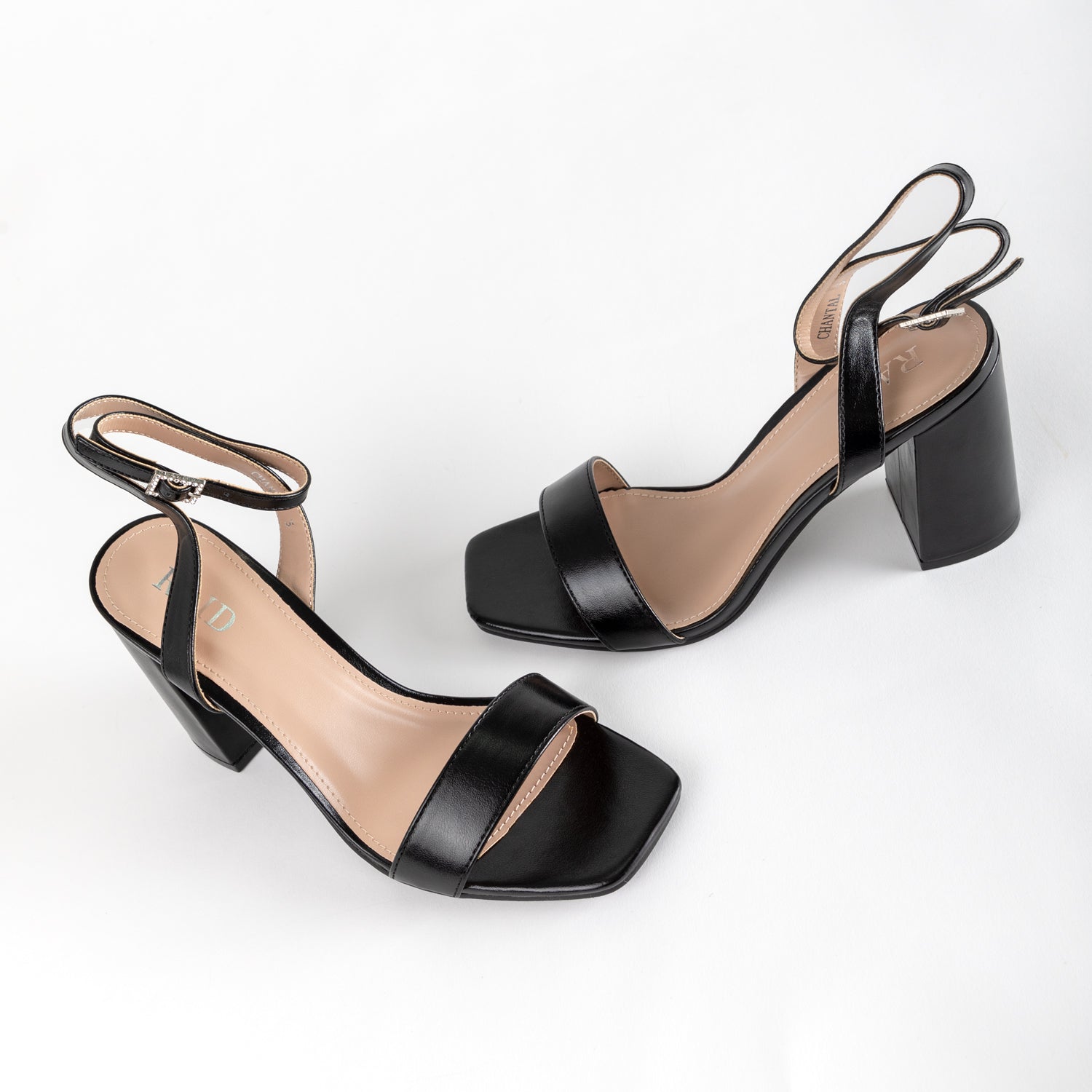 RAID Chantal Block Heels in Black Metallic