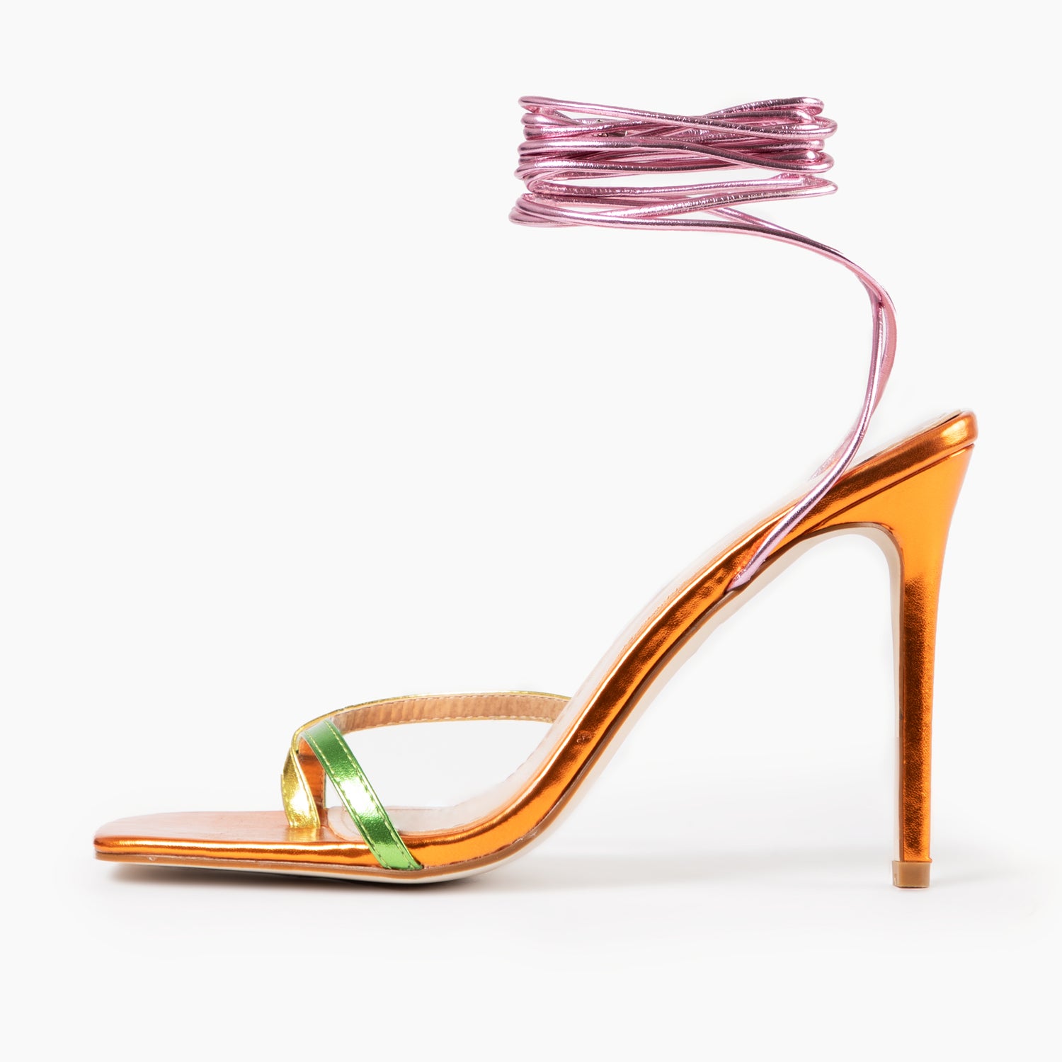 RAID Donelle Lace Up Heel in Orange Multi