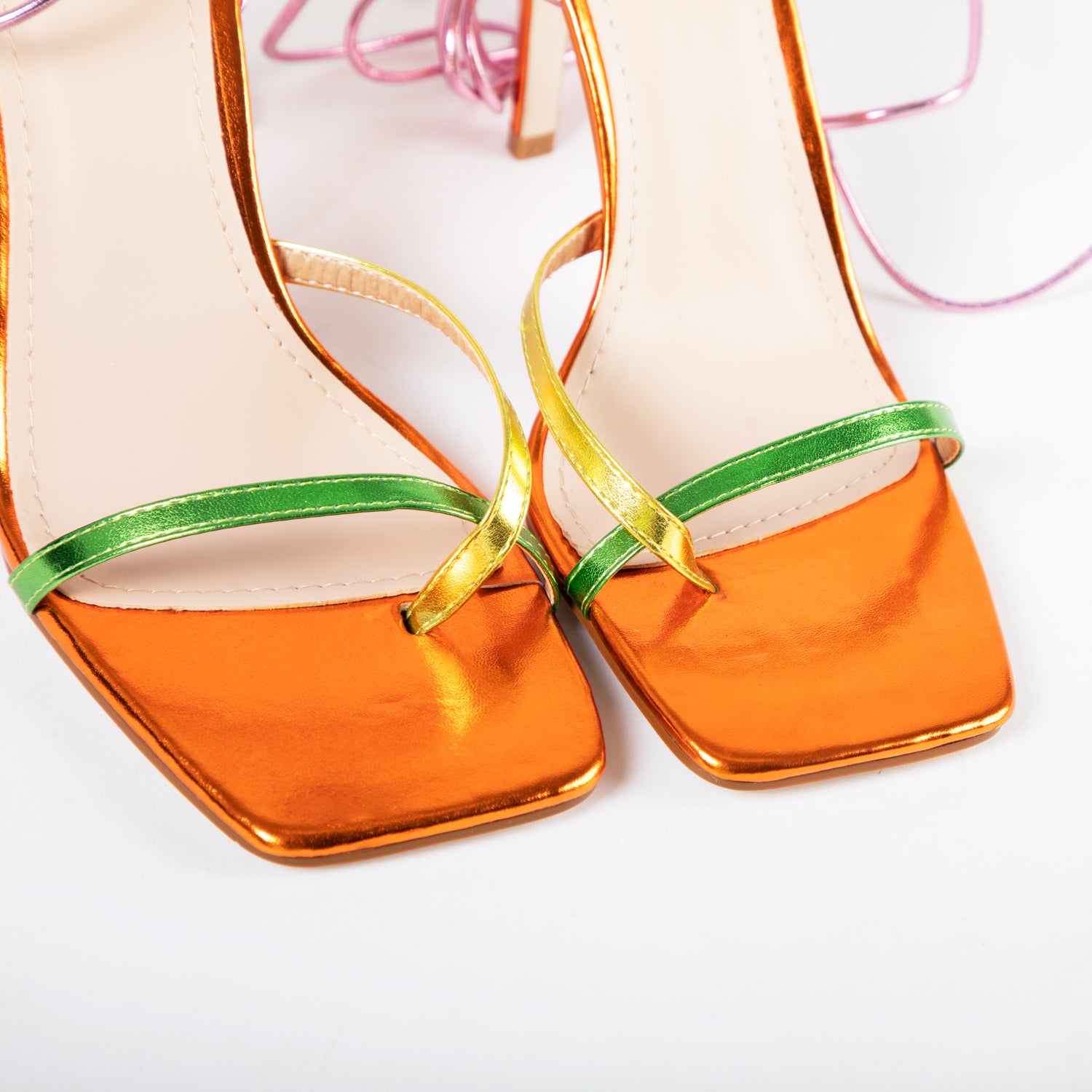 RAID Donelle Lace Up Heel in Orange Multi