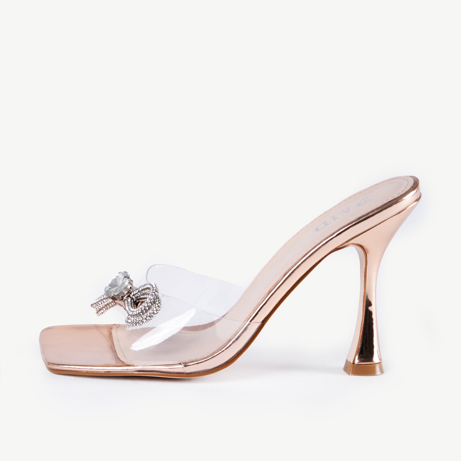 RAID Isha Heeled Mule in CLEAR ROSE GOLD