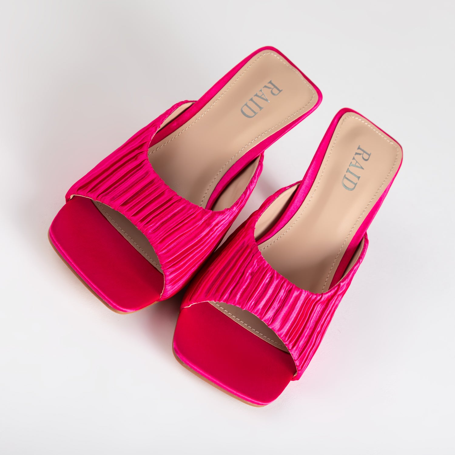 RAID Jovia Heeled Mule In Hot Pink Satin