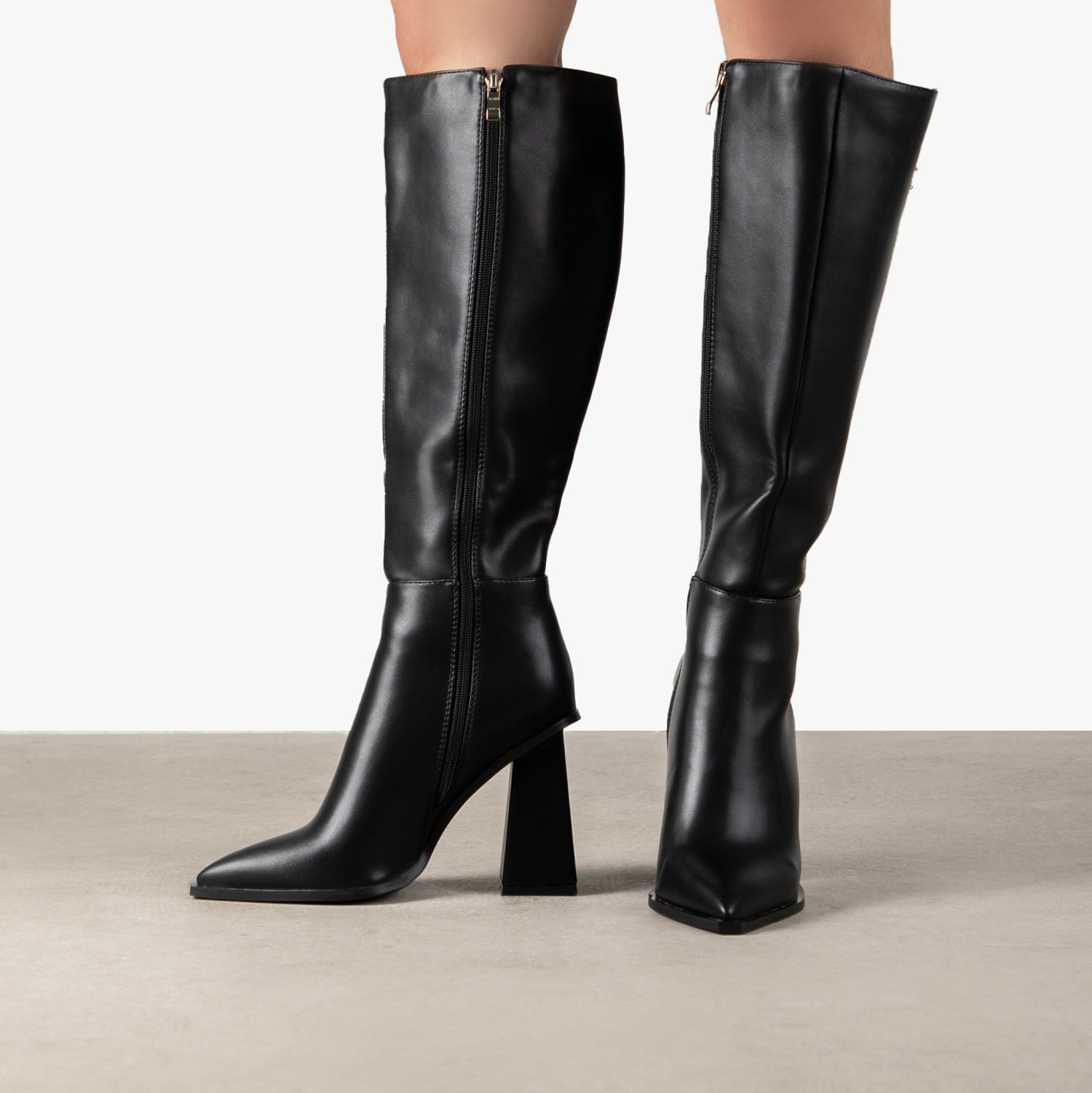 RAID Montenaa Block Heeled Long Boots in Black