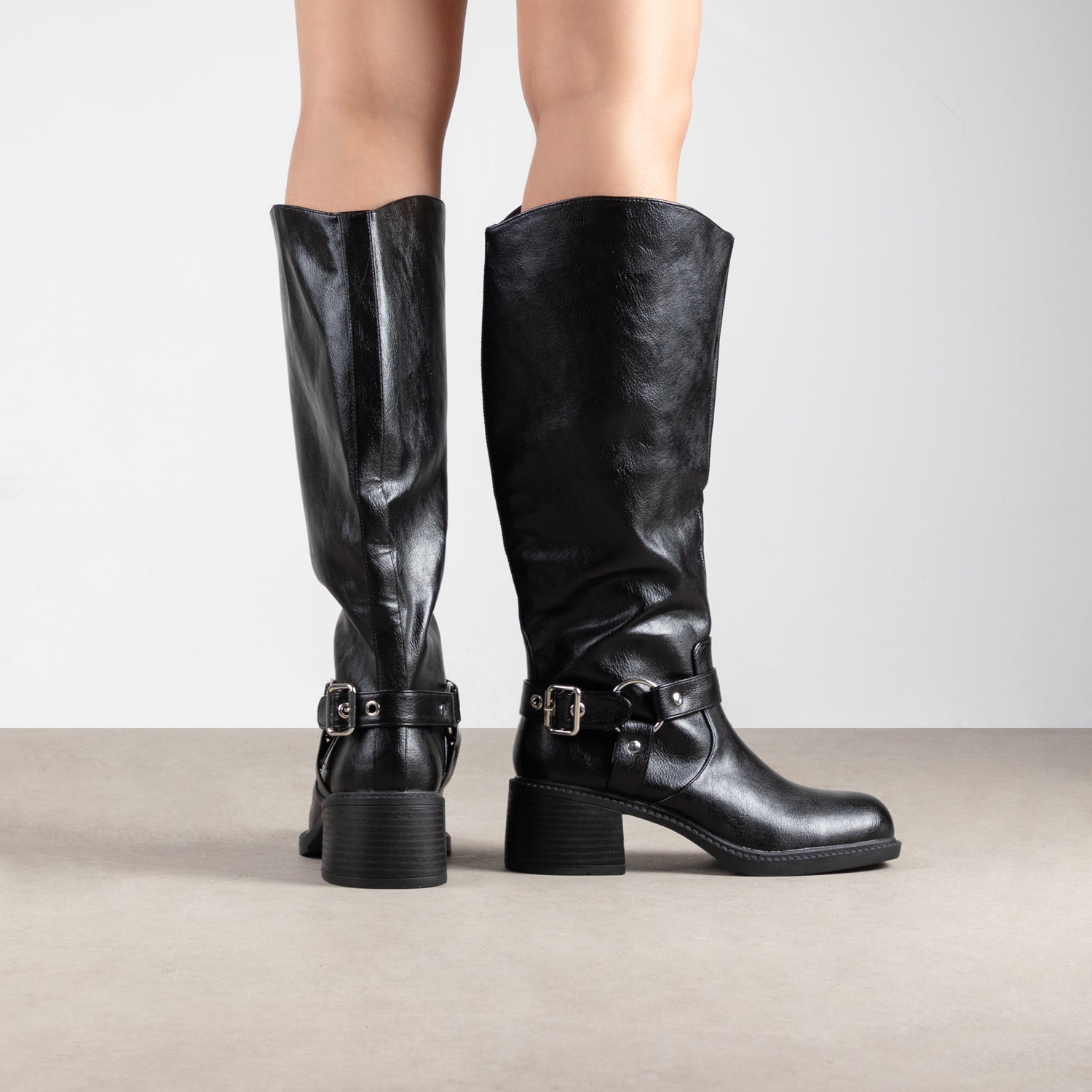 RAID Nessa Block Heeled Long Boots in Black