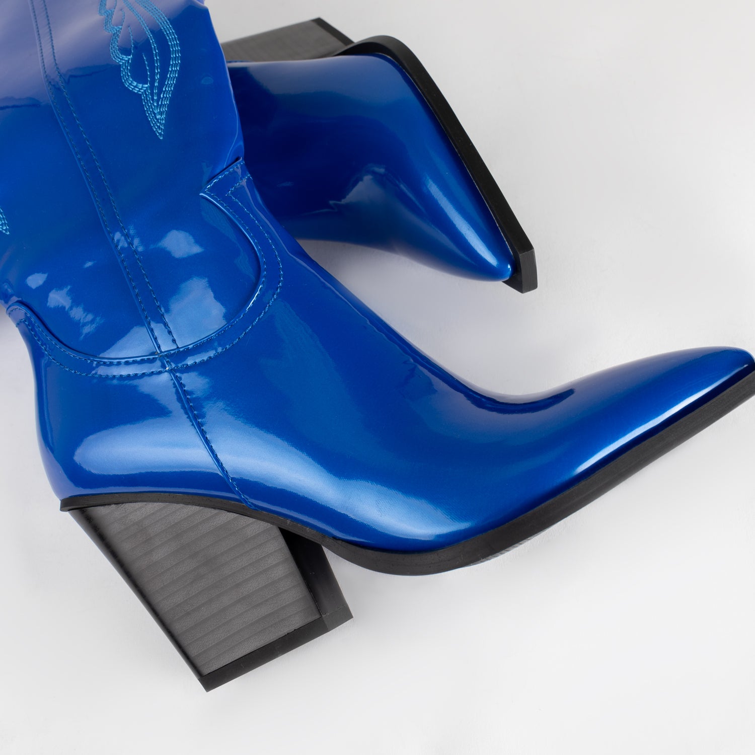 RAID Oshaa Knee High Western Boots in Blue Hi Sh