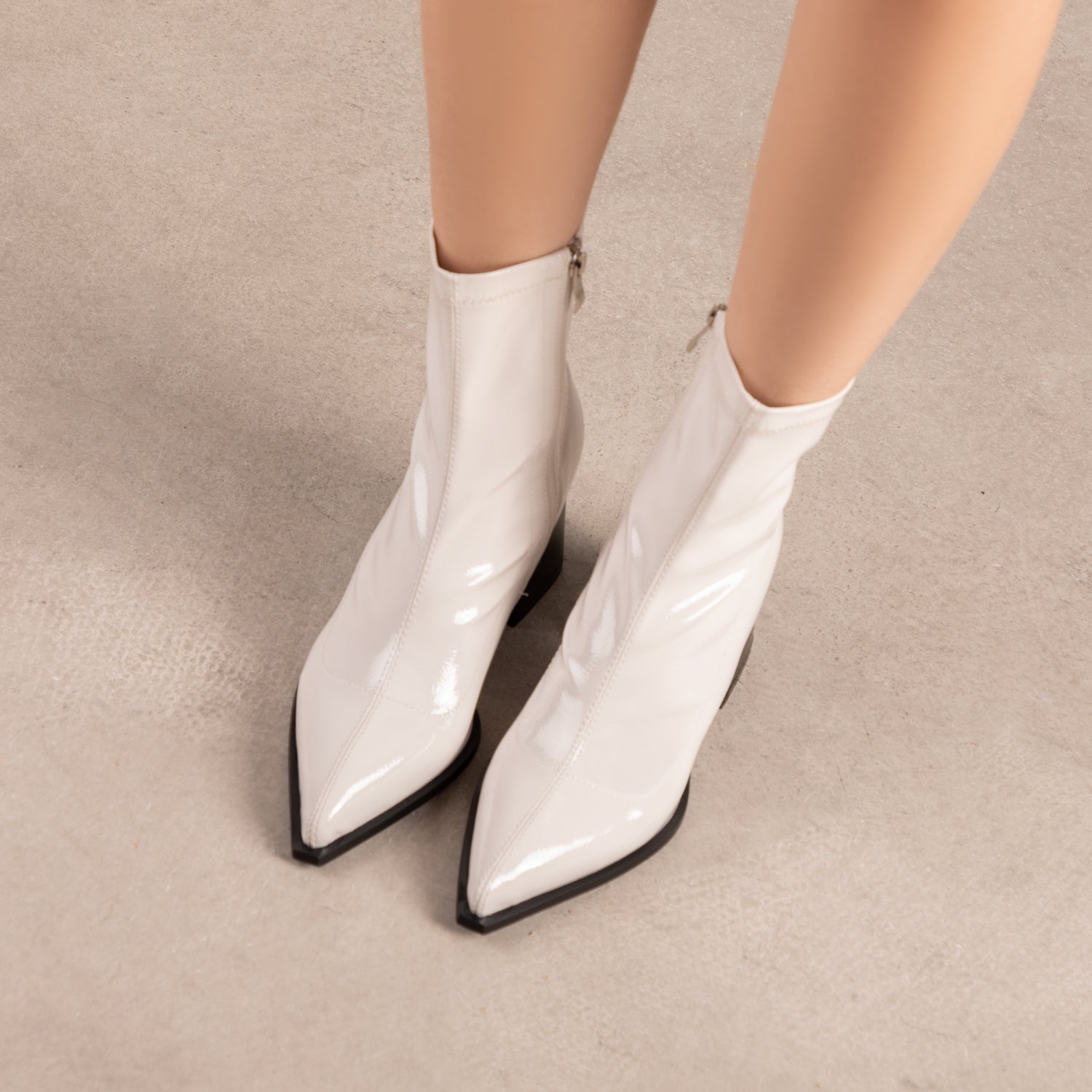 RAID Shalin Block Heeled Ankle Boots in Off White