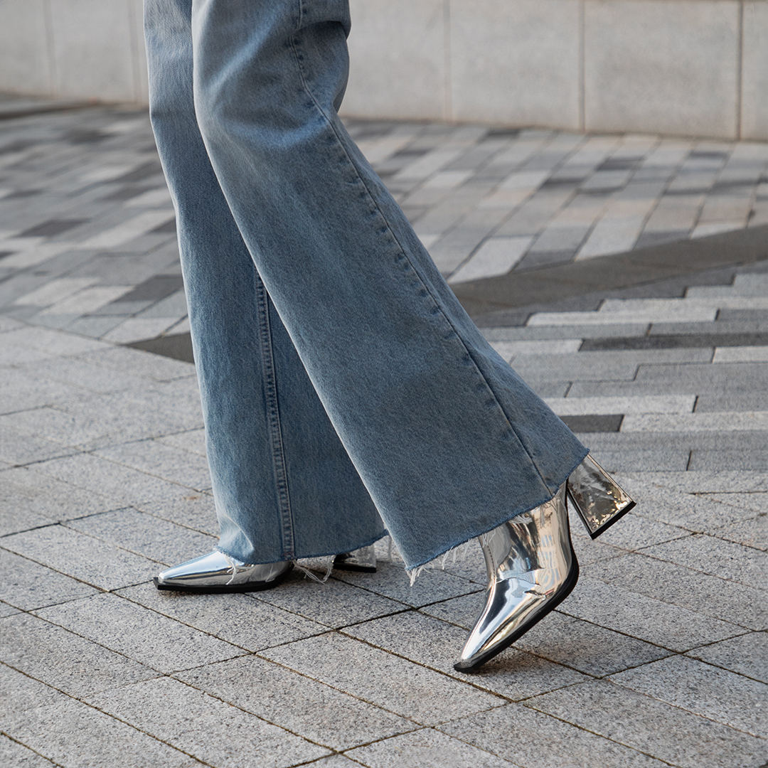 RAID Alessa Block Heeled Ankle Boots in Silver