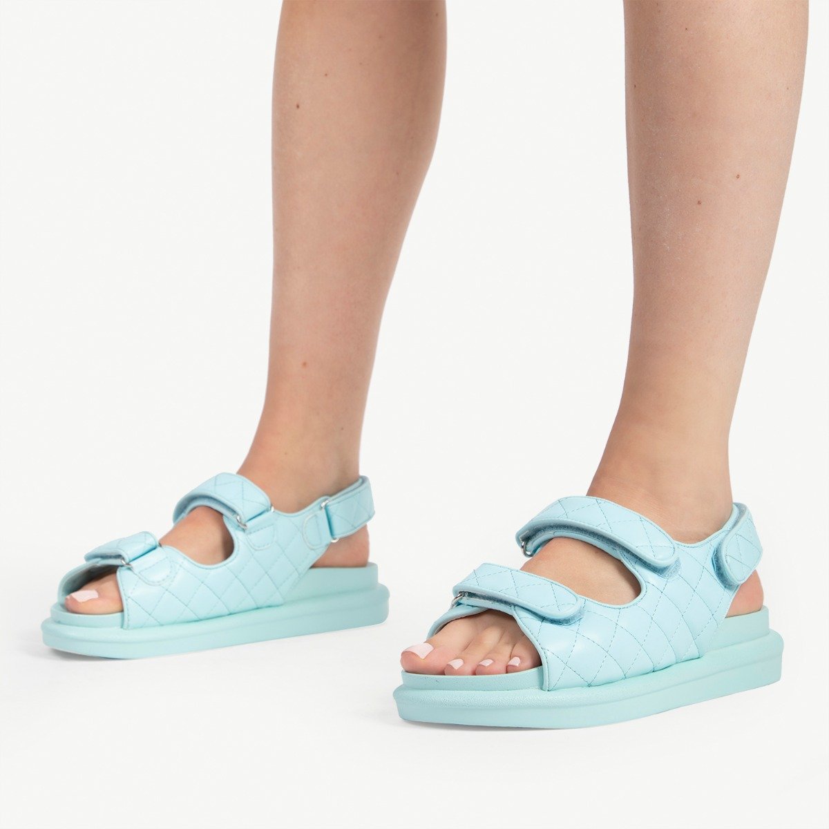 RAID Amylia Quilted Sandal in Aqua