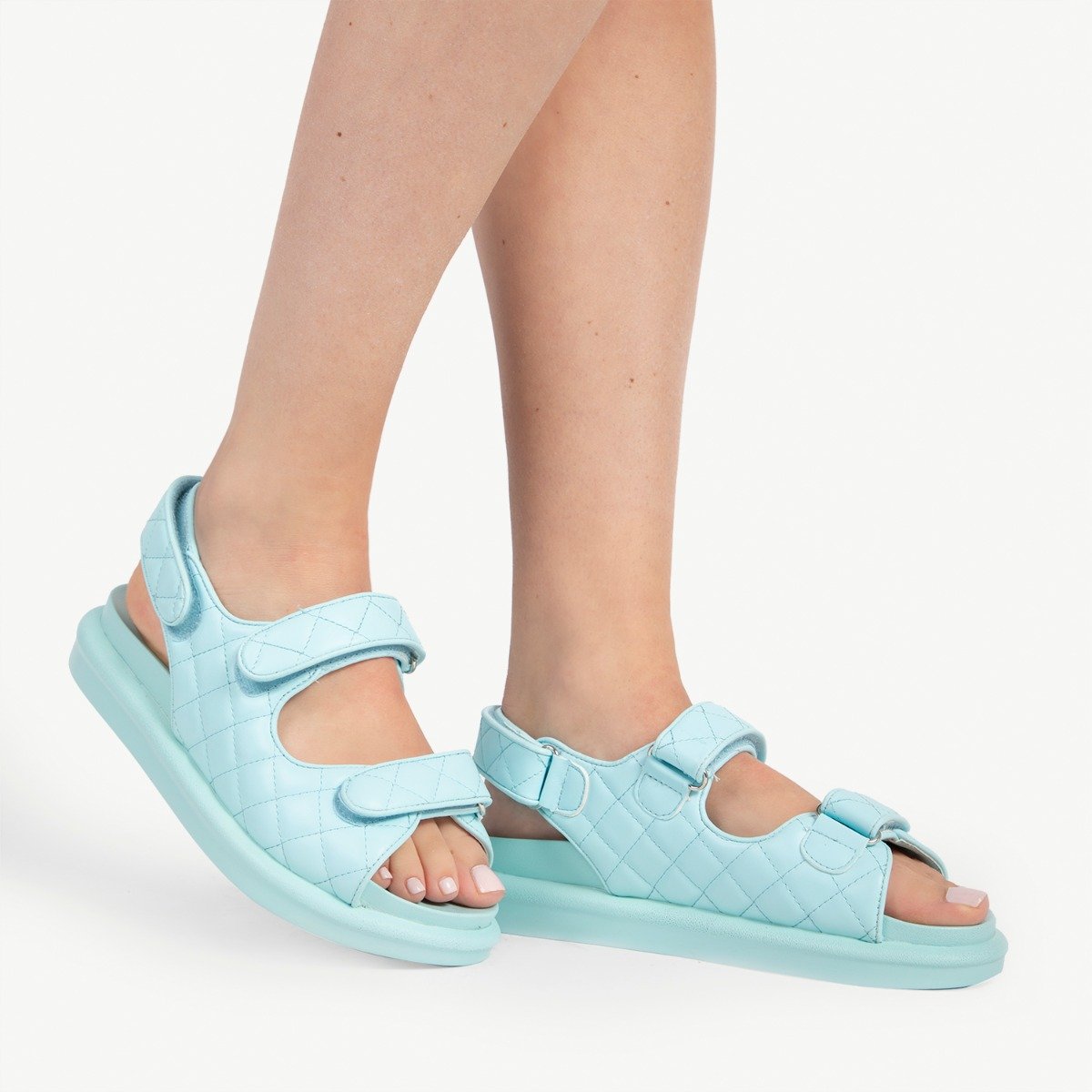 RAID Amylia Quilted Sandal in Aqua