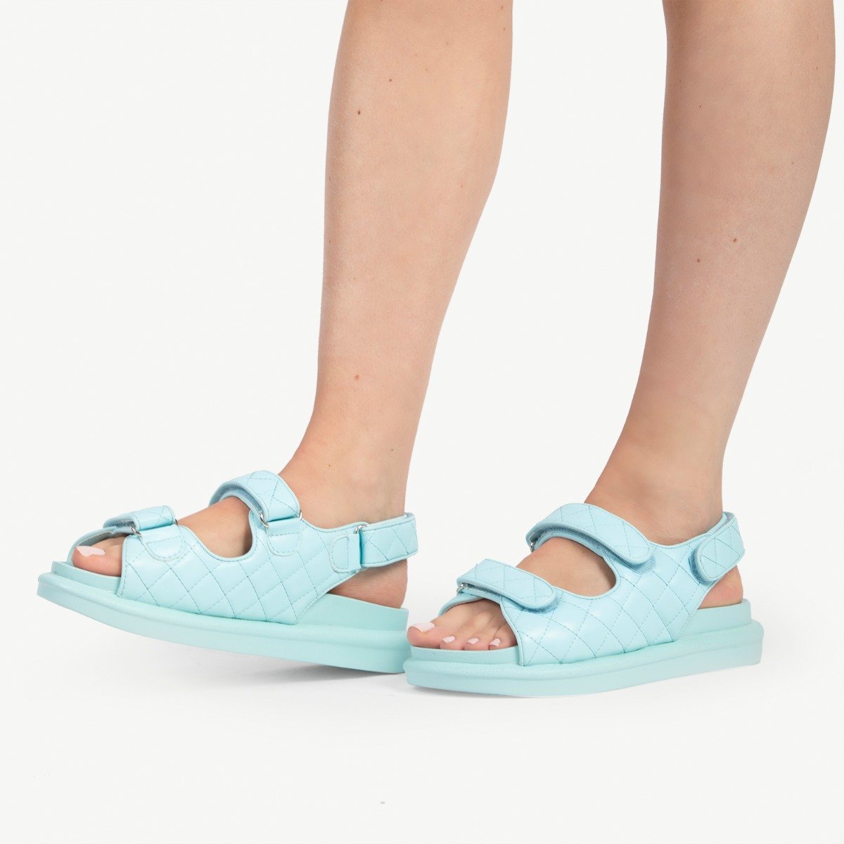 RAID Amylia Quilted Sandal in Aqua