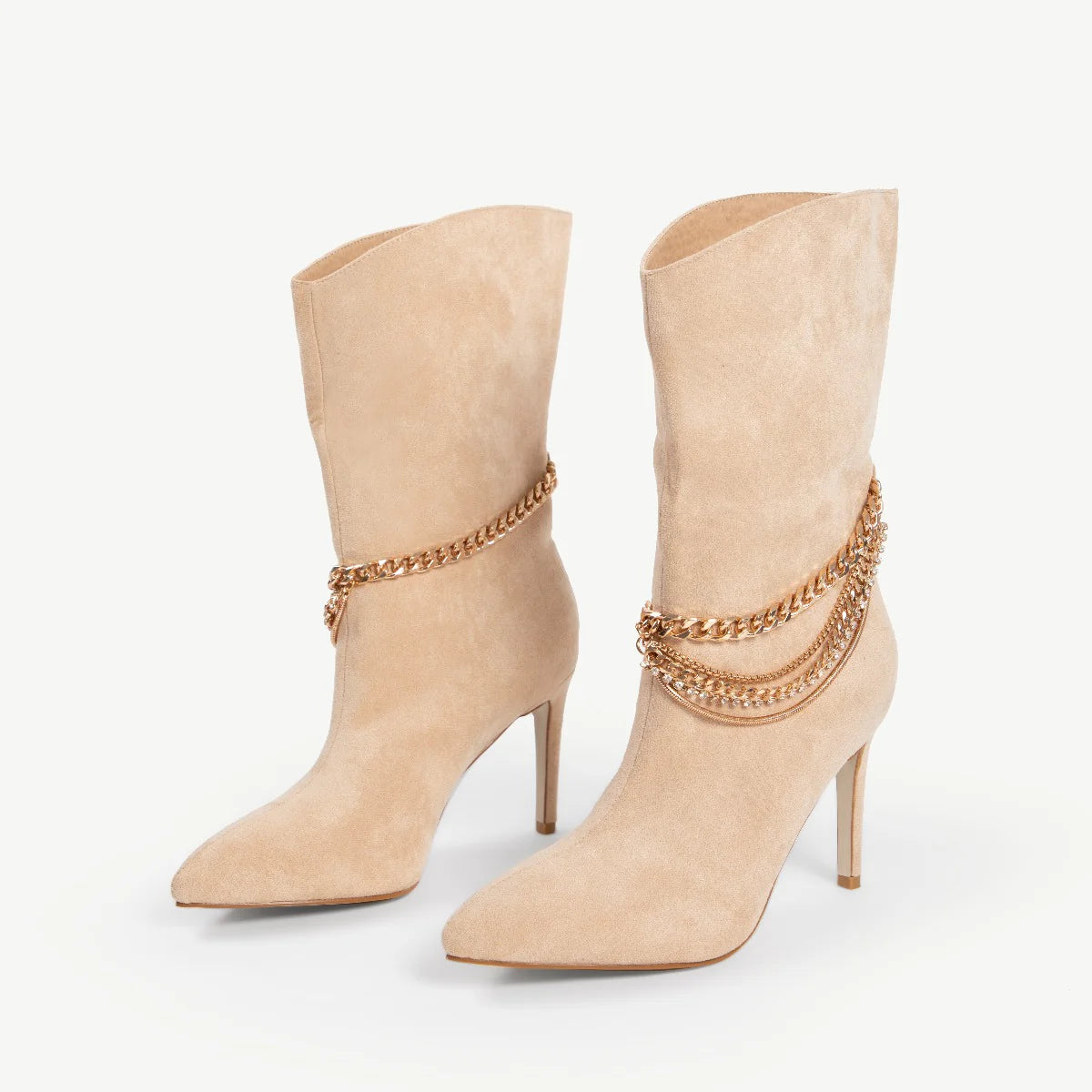 RAID Trixabel High Ankle Boot in Nude Suede