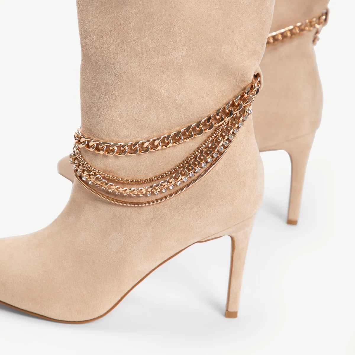 RAID Trixabel High Ankle Boot in Nude Suede