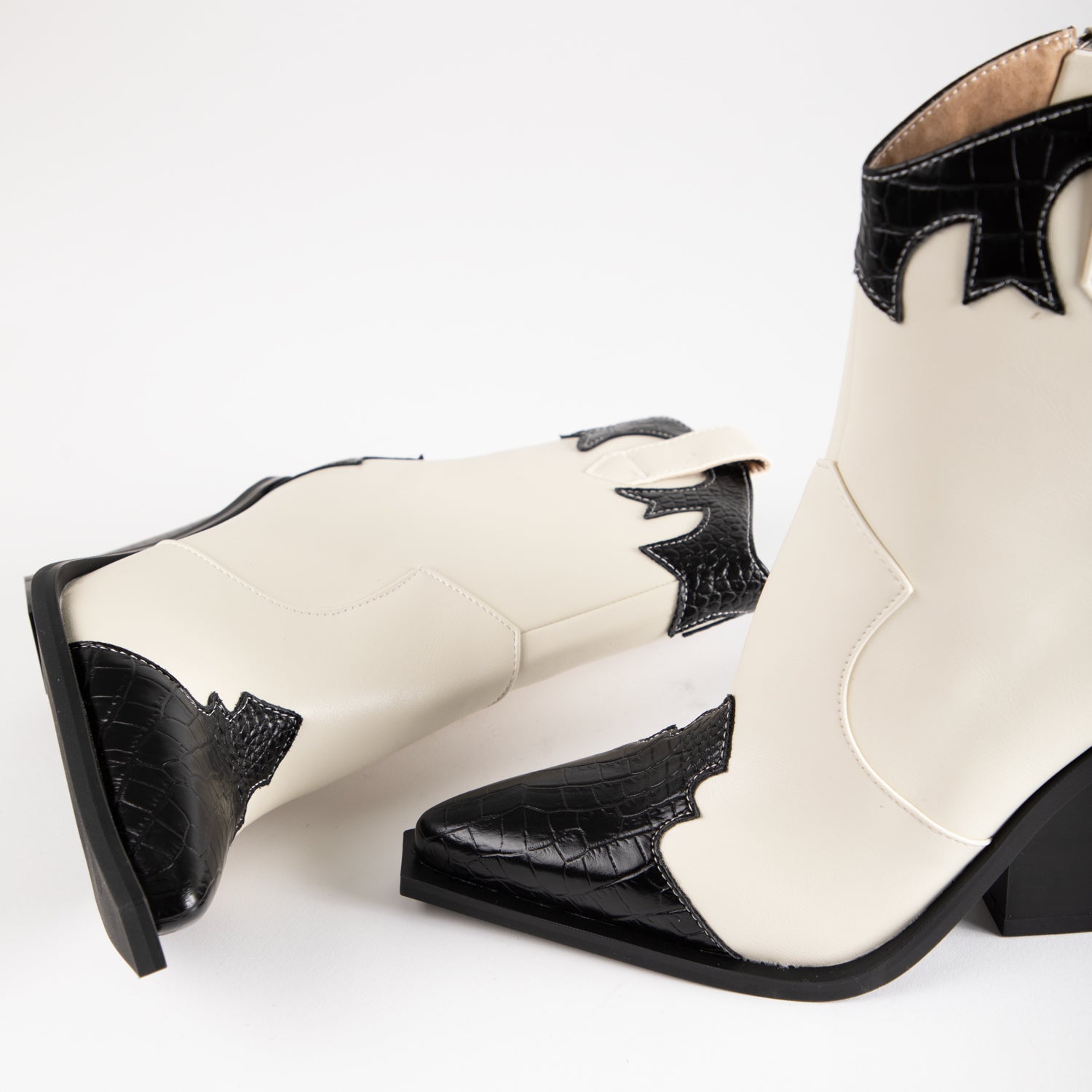 RAID Adeliza Western Ankle Boot in Black/Off White