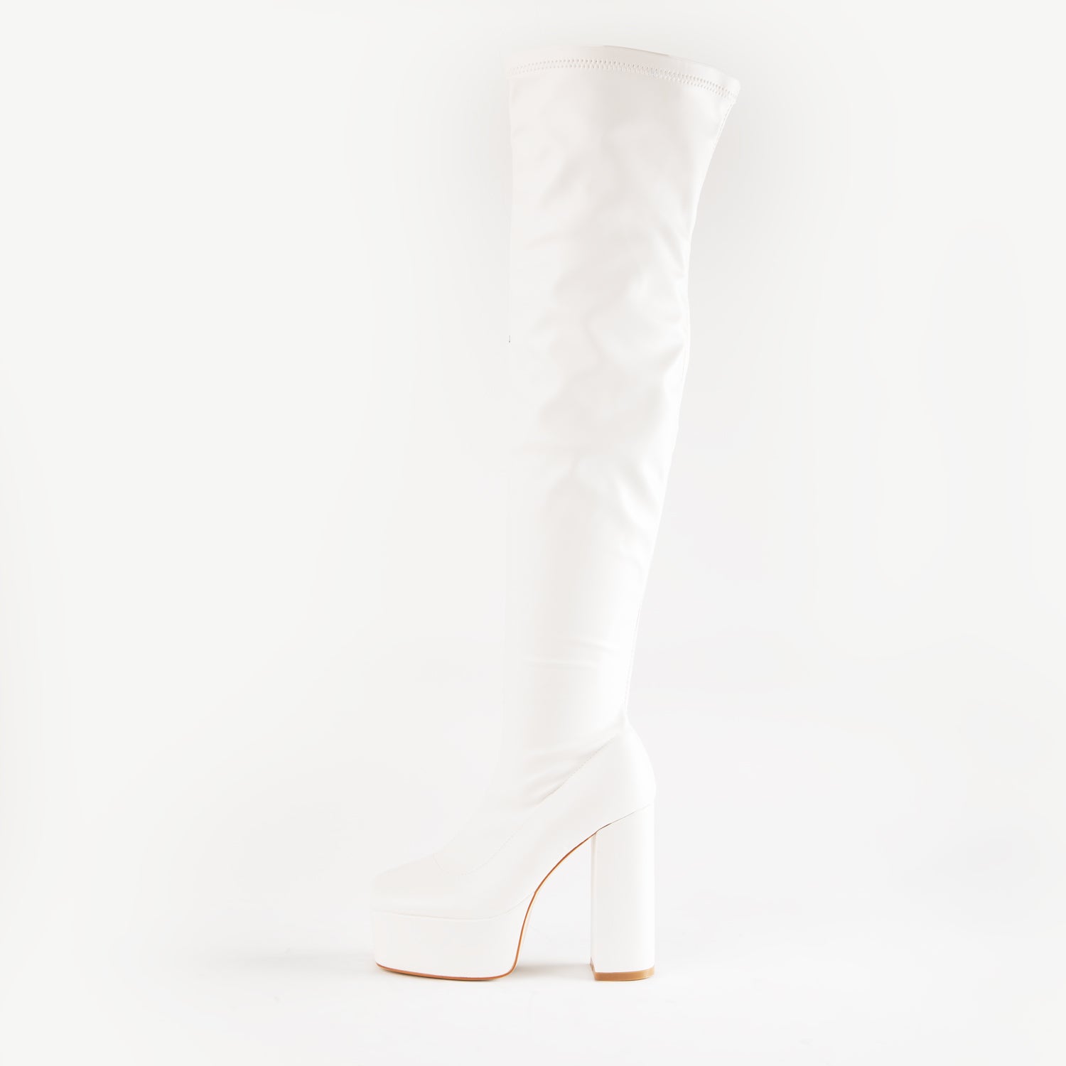 RAID Arline Over The Knee Platform Boot in White PU