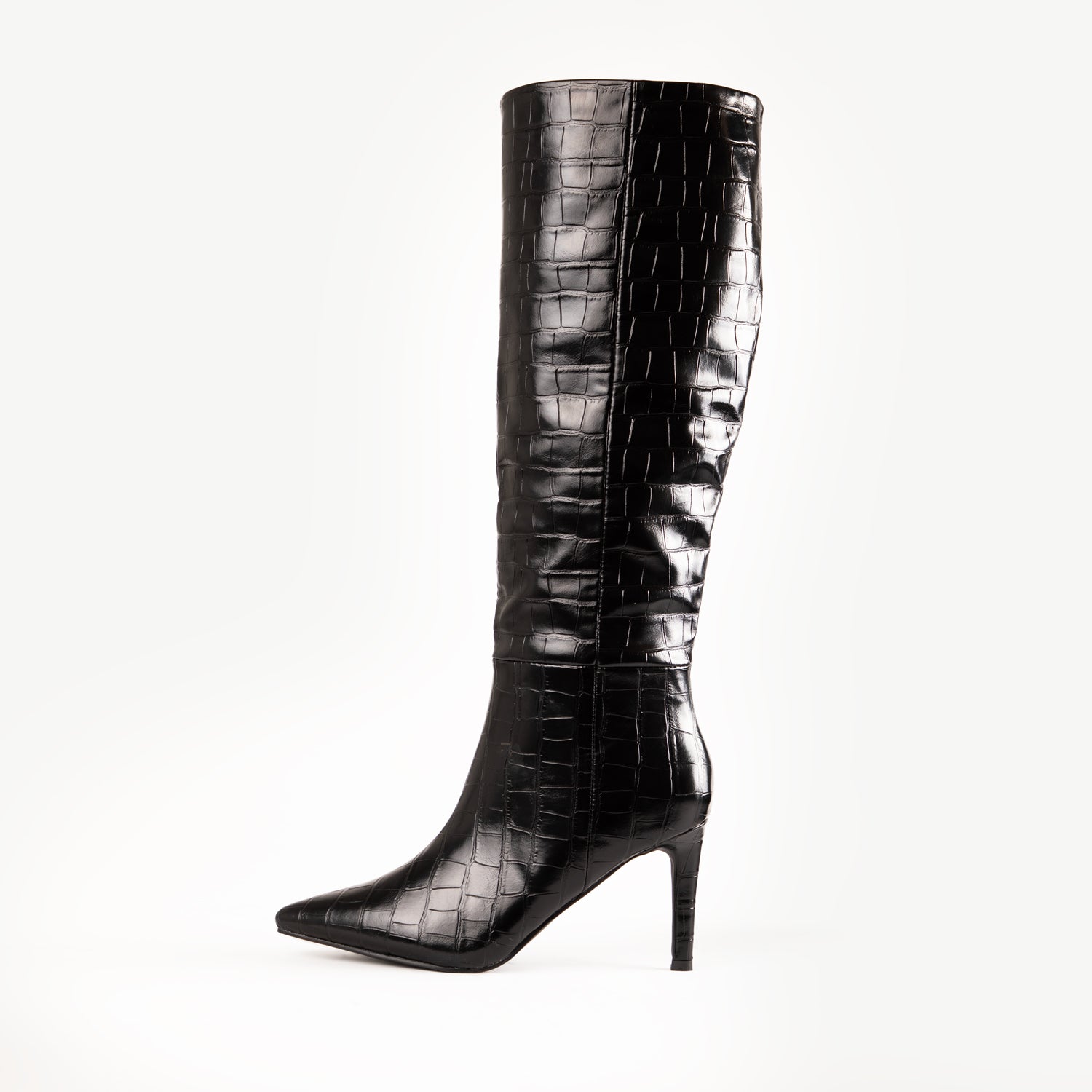 RAID Astriya Stiletto Knee High Boot in Black Croc