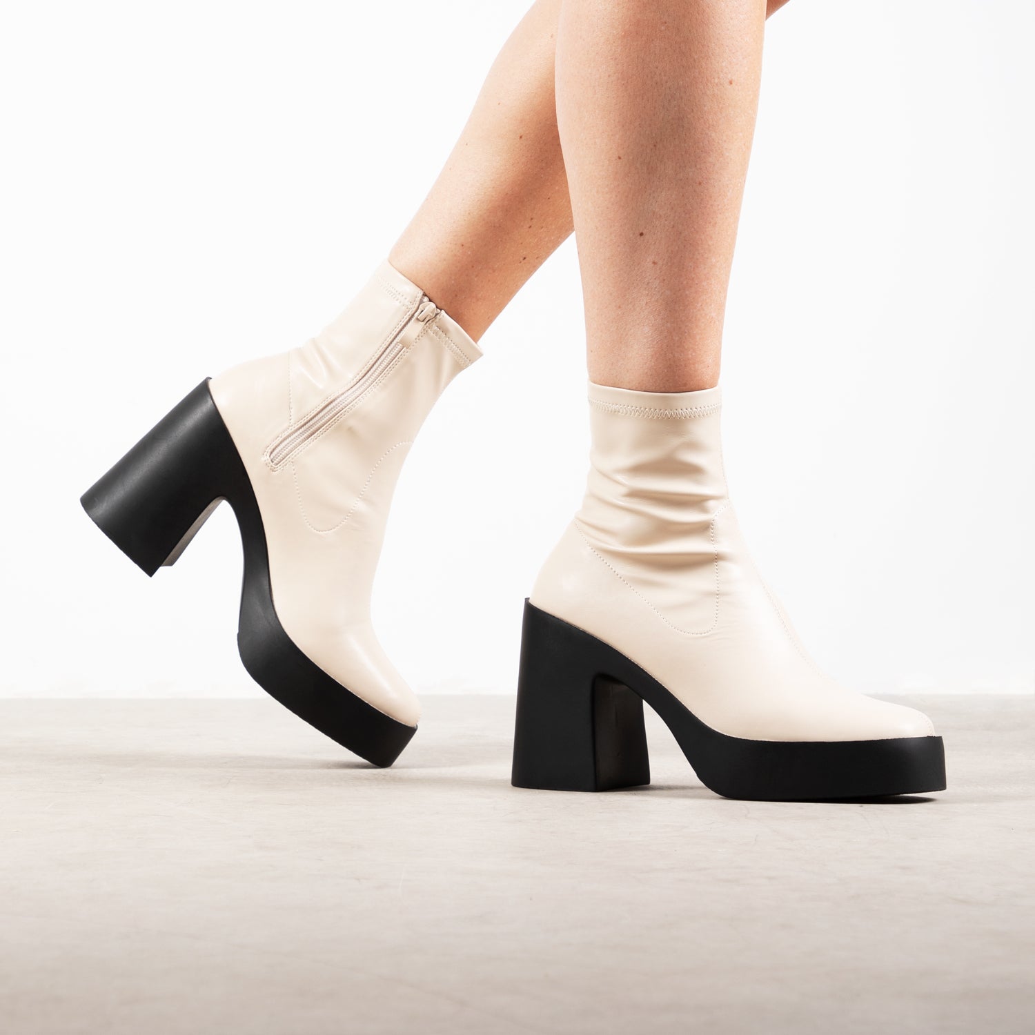 RAID Beena Platform Ankle Boot in Cream