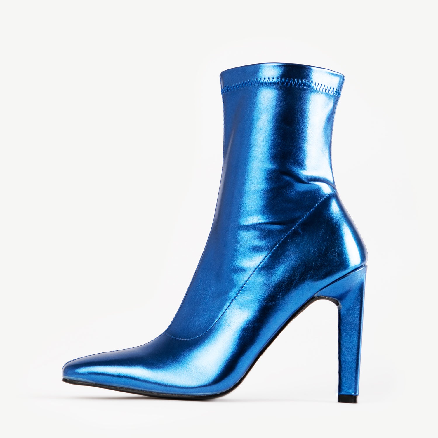 RAID Blissy Heeled Ankle Boot In Blue Metallic