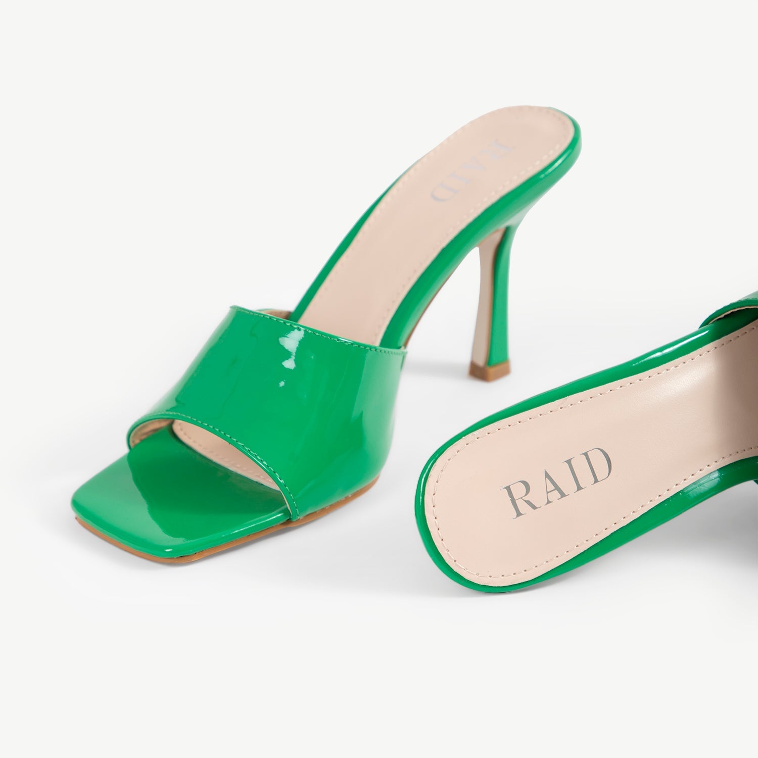 RAID Briya Heeled Mule in Green Patent