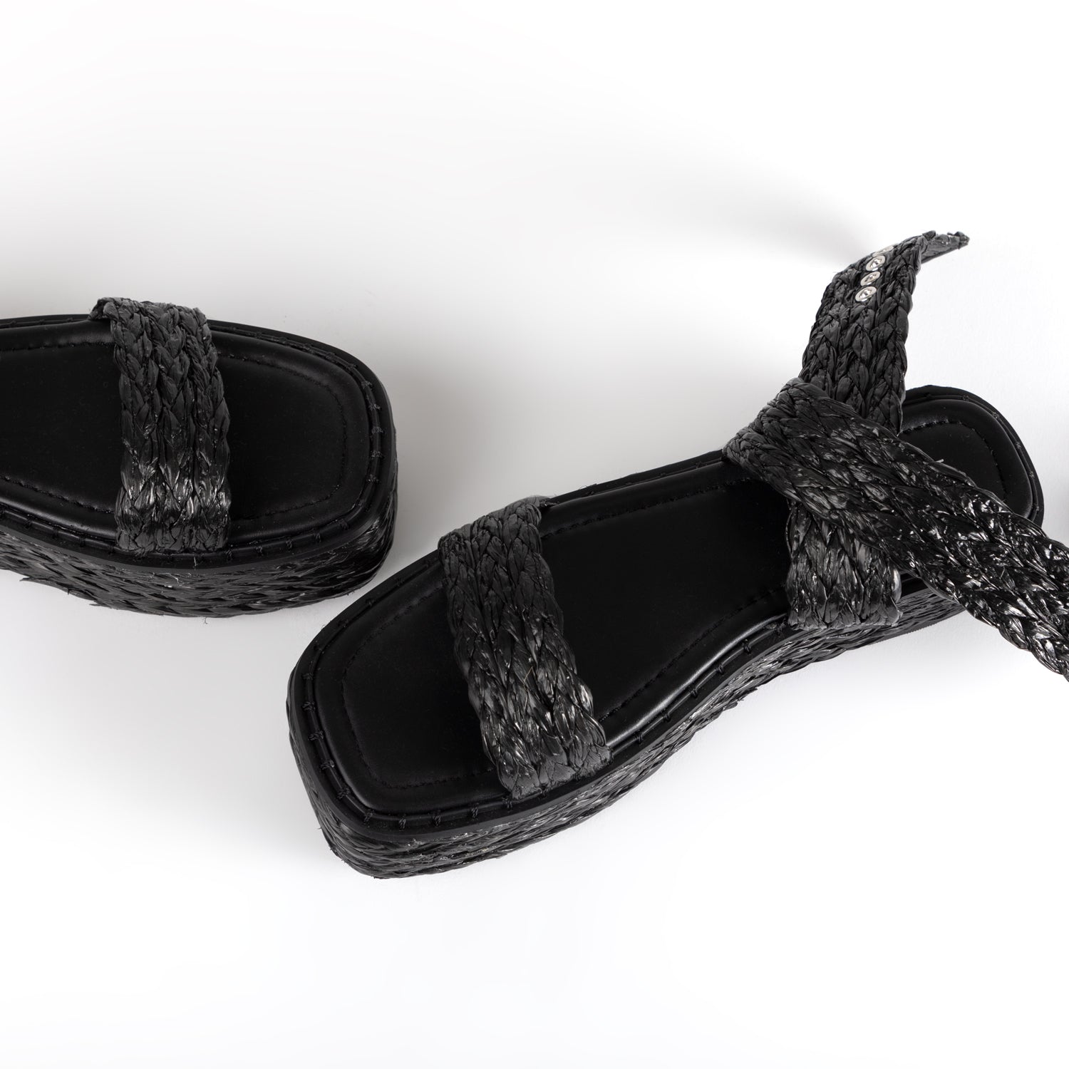 RAID Crystal Sandal in Black Raffia