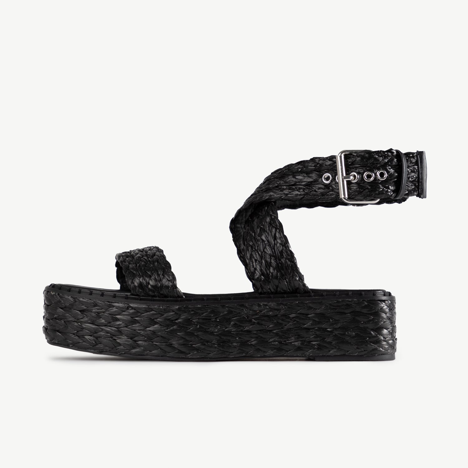 RAID Crystal Sandal in Black Raffia