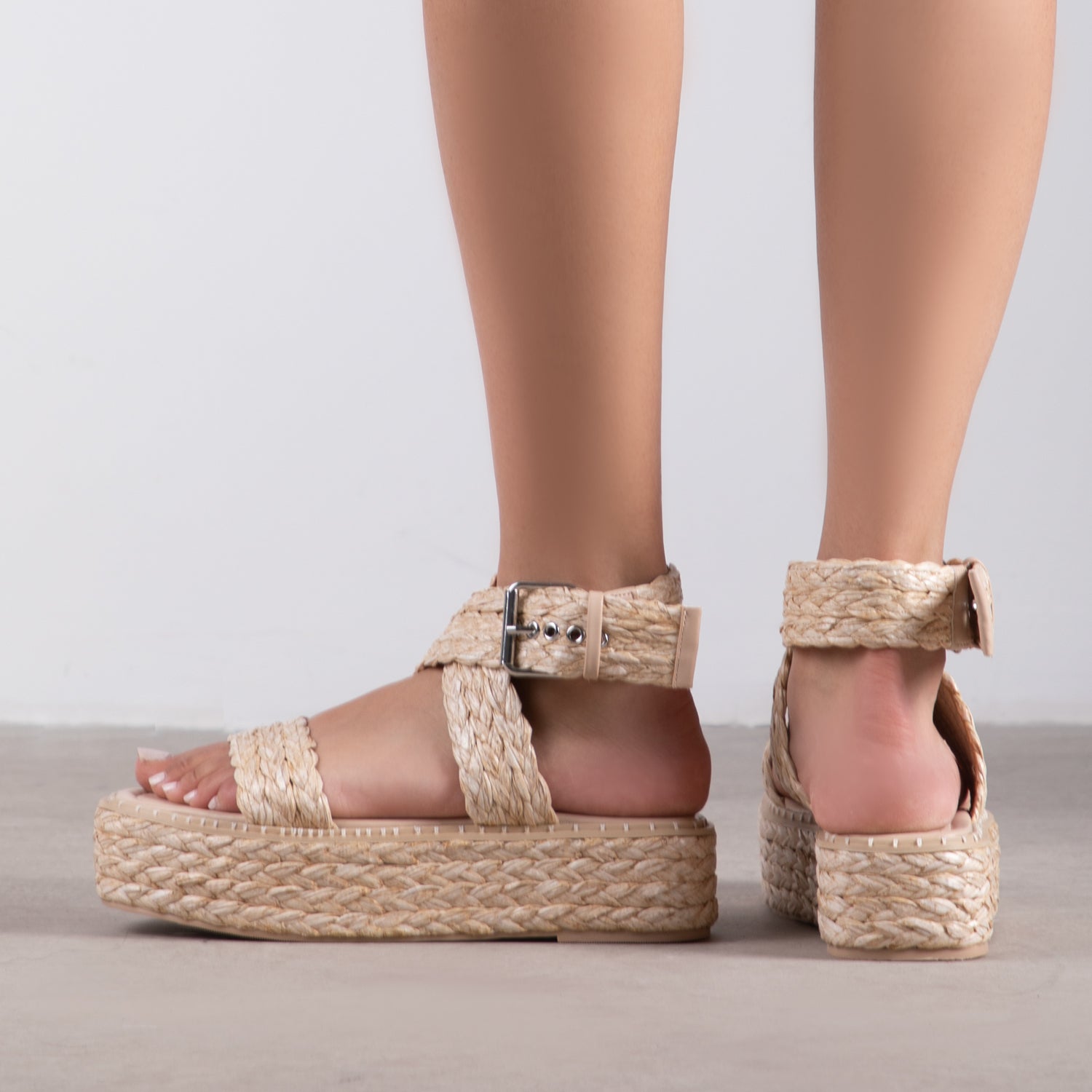 RAID Crystal Sandal in Nude Raffia