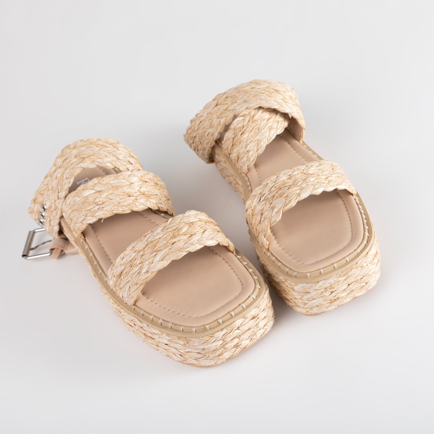 RAID Crystal Sandal in Nude Raffia