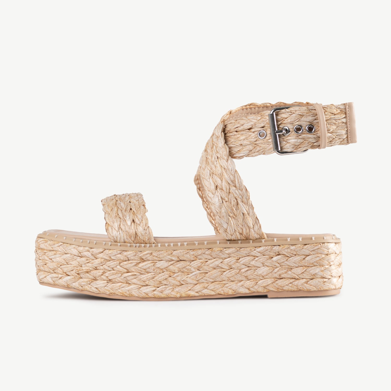 RAID Crystal Sandal in Nude Raffia