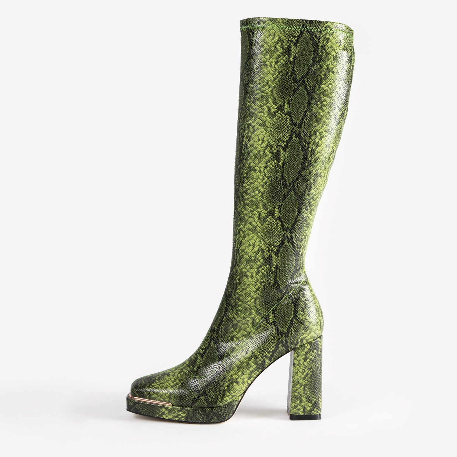 RAID Daleyzaa Long Boot in Green Snake