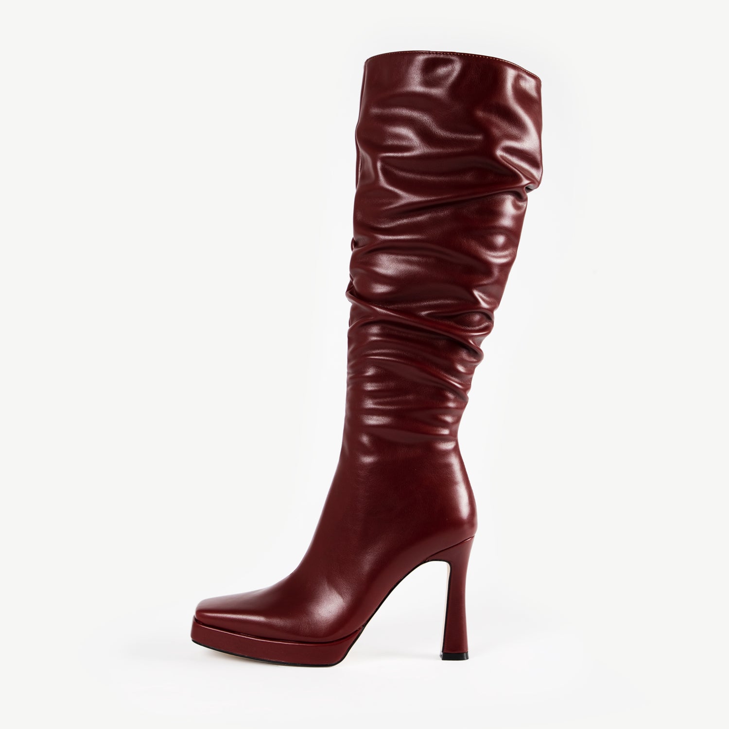 RAID Daniela Ruched Knee Long Boot in Burgundy