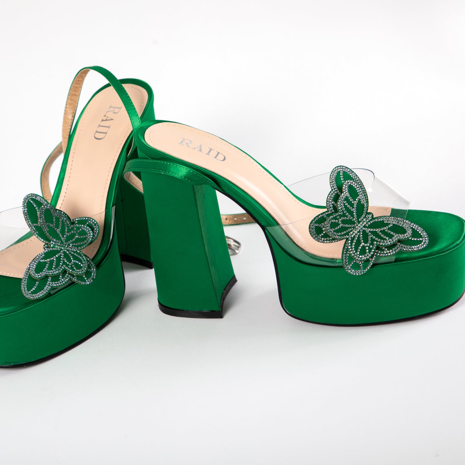 RAID Elizah Platform Butterfly Heel In Green