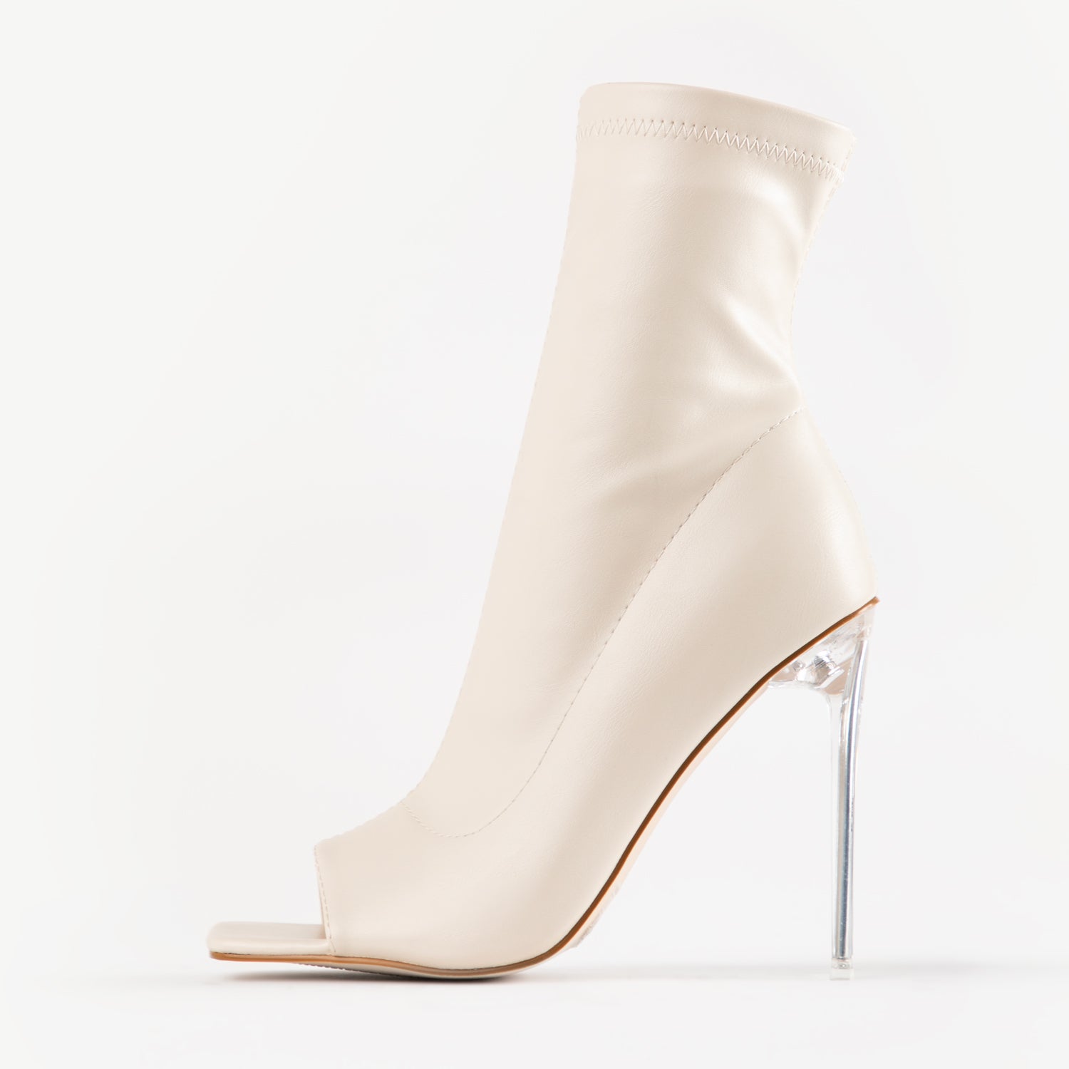 RAID Gemini Peep Toe Sock Boot in Cream