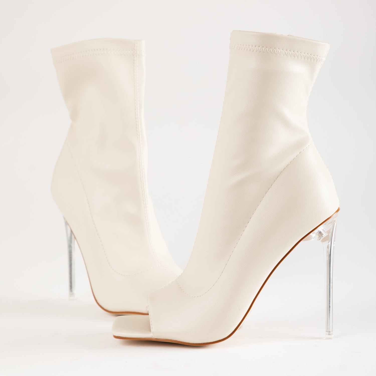 RAID Gemini Peep Toe Sock Boot in Cream