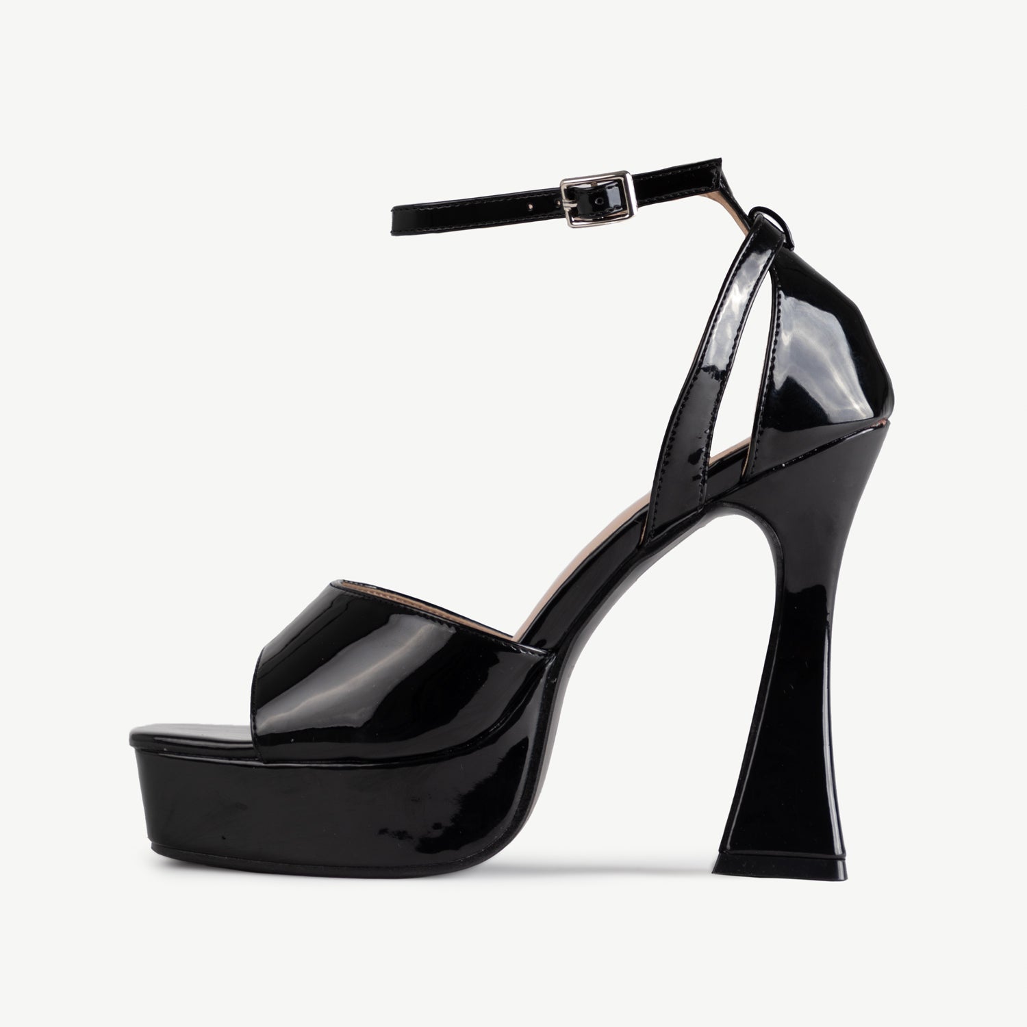 RAID Hope Platform Heels in Black Patent