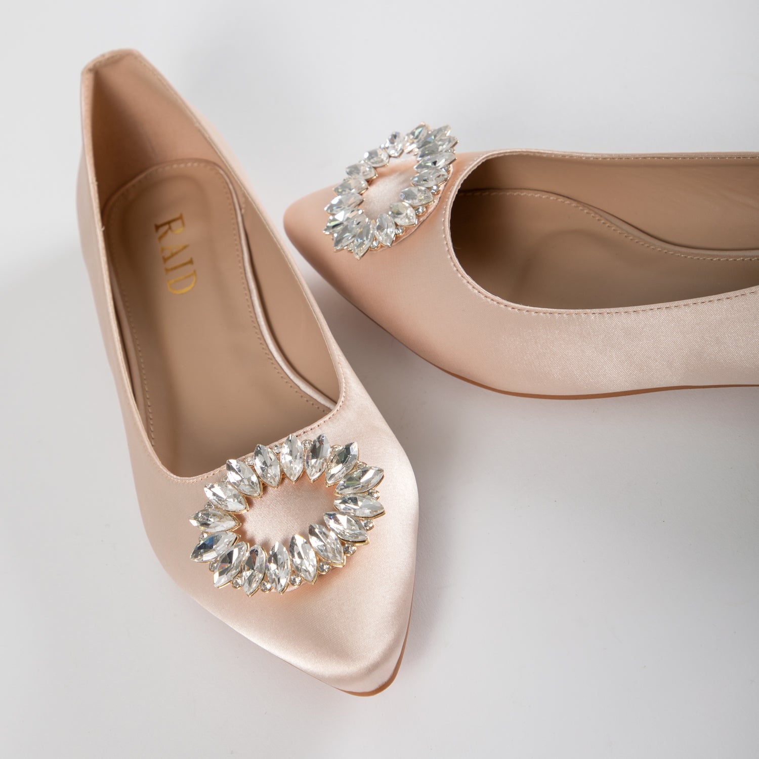 RAID Jennika Flat Shoe in Champagne Satin