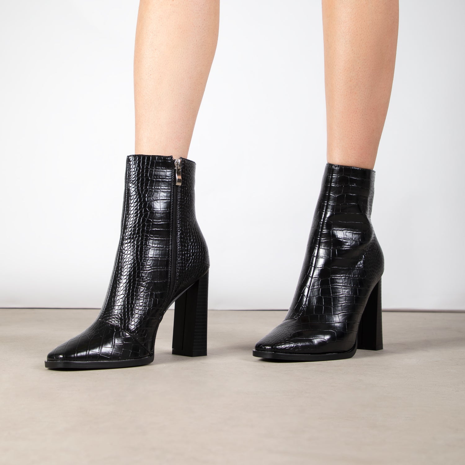 RAID Keena Ankle Boot In Black Croc