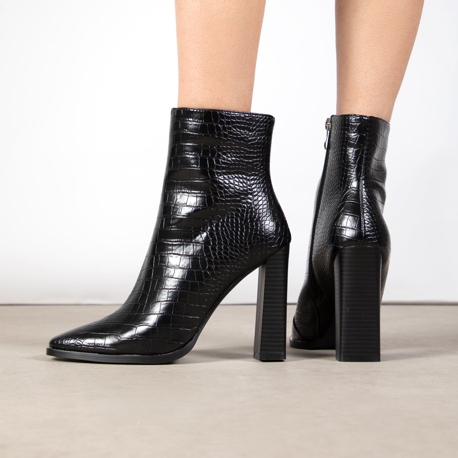 RAID Keena Ankle Boot In Black Croc