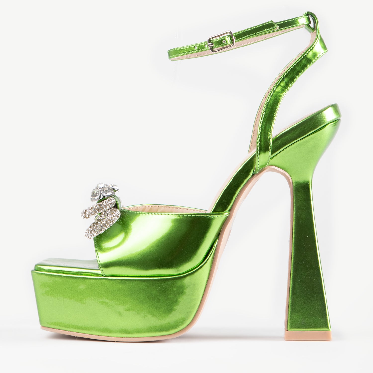 RAID Leandra Platform Lace Up Heel in Green