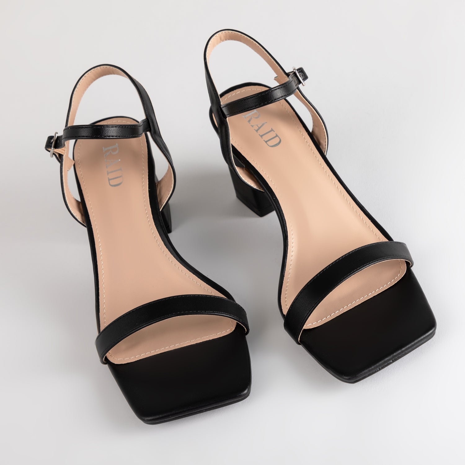 RAID Lilac Block Heeled Sandal in Black