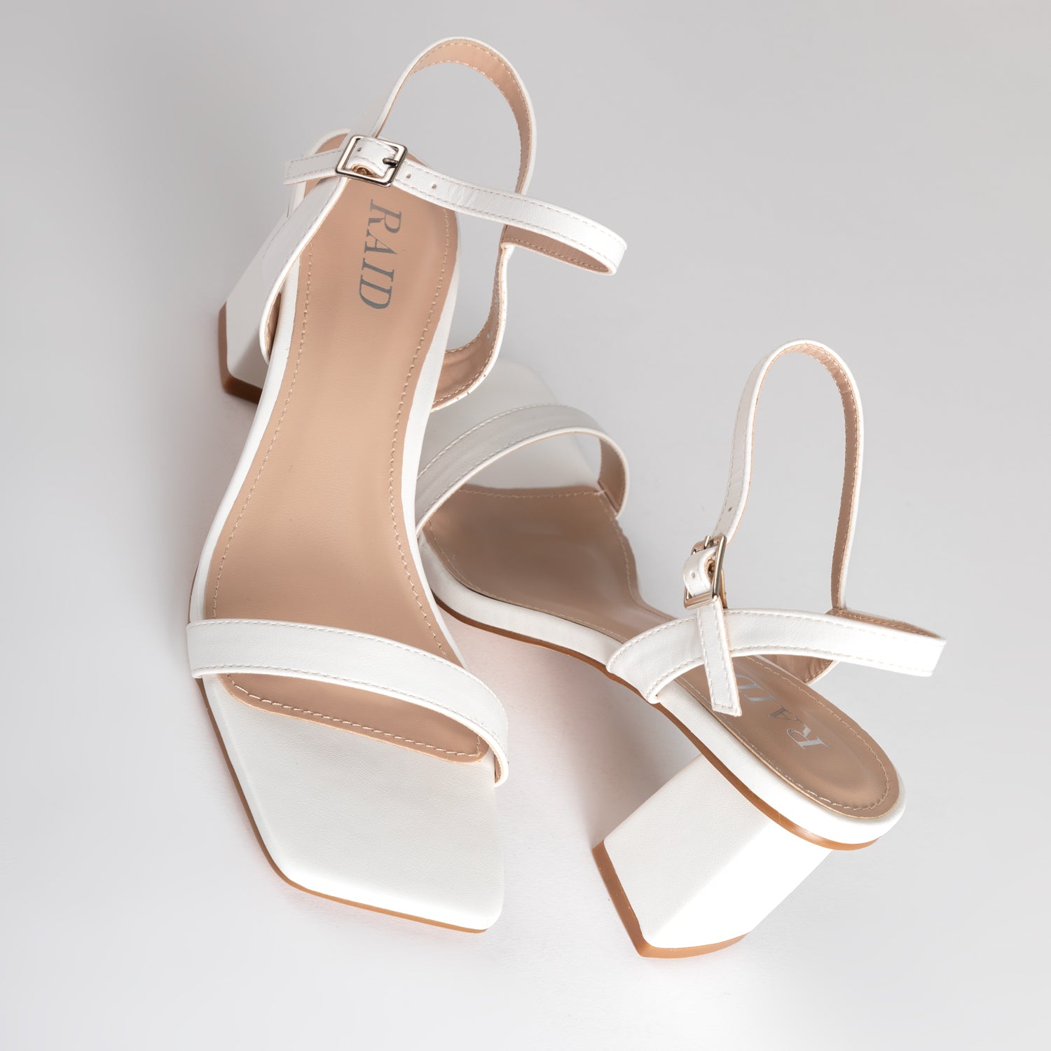 RAID Lilac Block Heeled Sandal in White