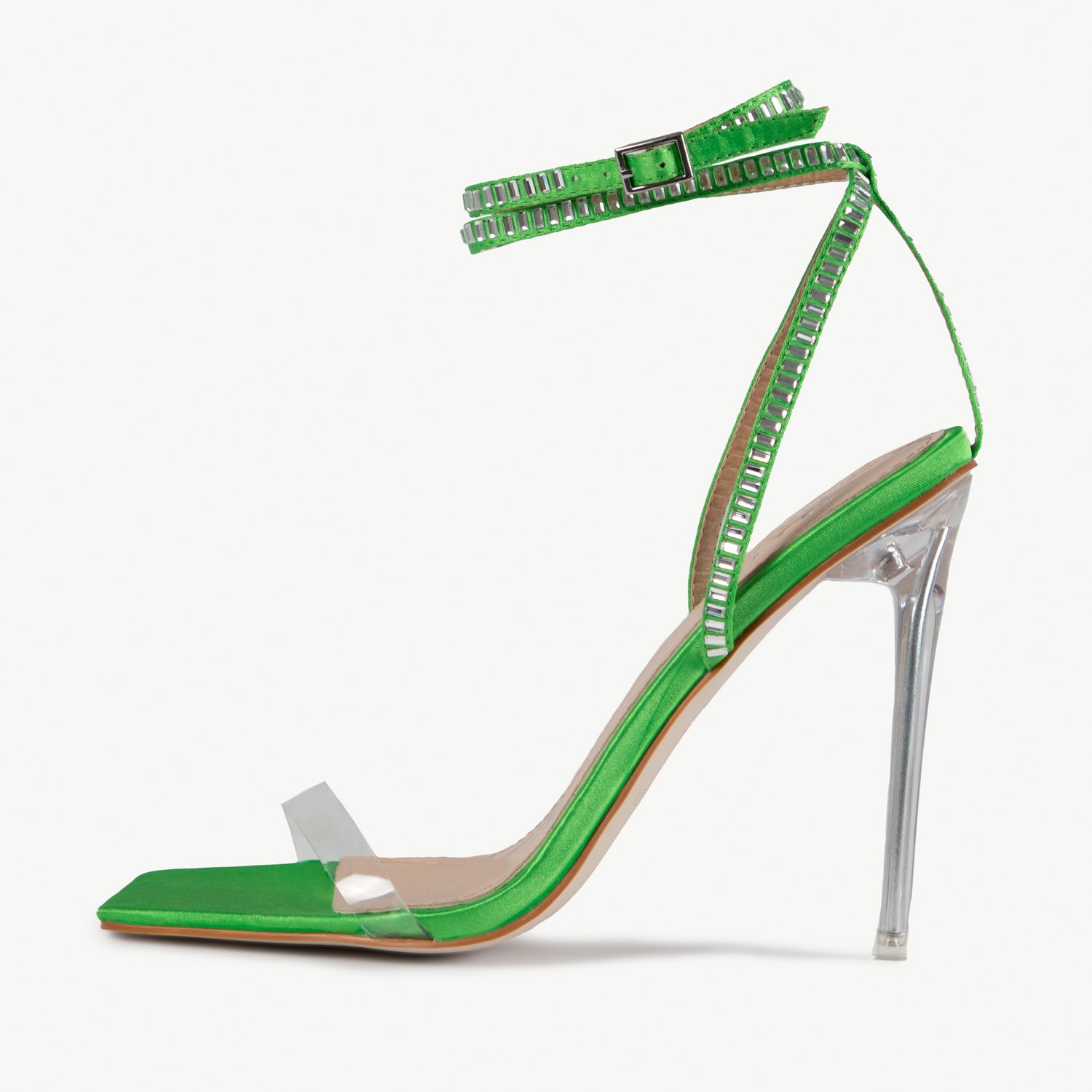 RAID Madrona Strappy Heel in Green Satin