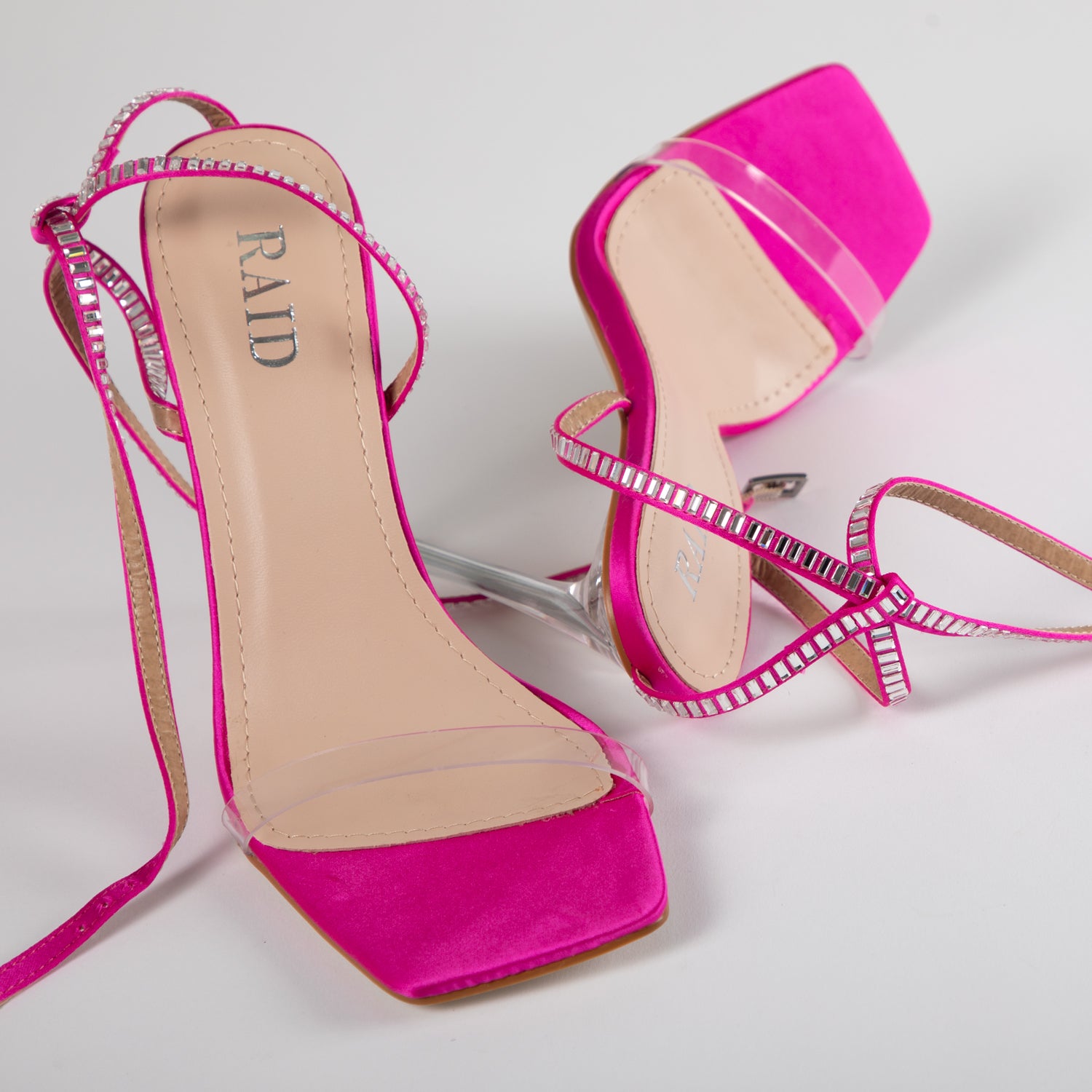 RAID Madrona Strappy Heel in Pink Satin